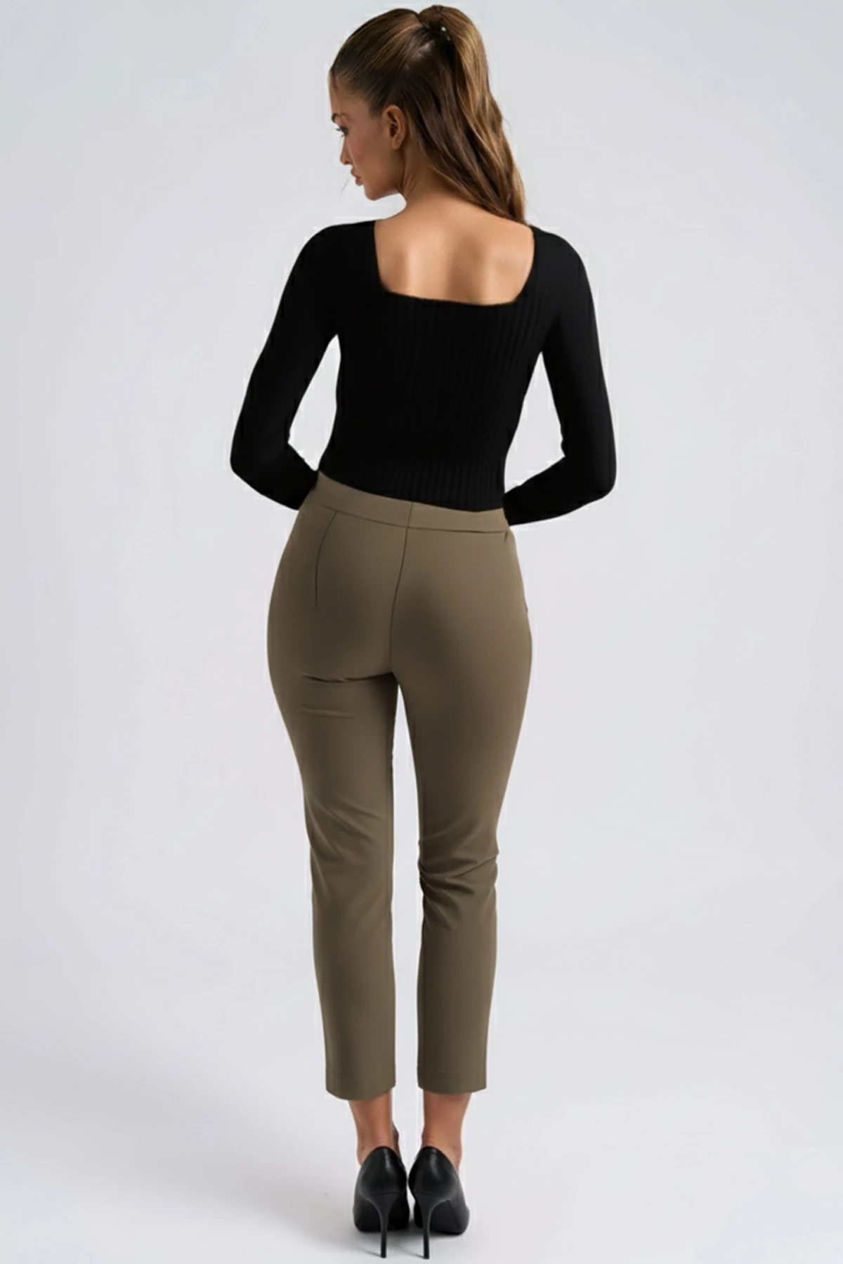Kadın Haki Önü Sahte Cepli Pantolon ARM-26K136053