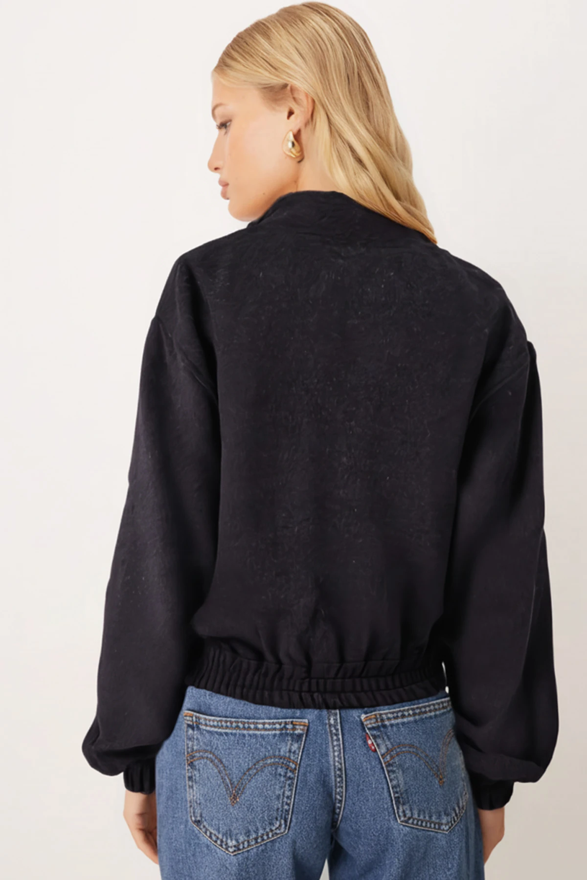 Kadın Antrasit Cepli Kolları Ve Beli Lastikli Bomber Kaşe Mont ARM-26K001027