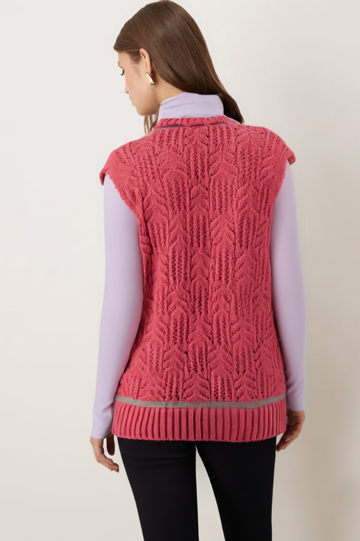 Kadın Mercan V Yaka Triko Süveter ARM-26K136004