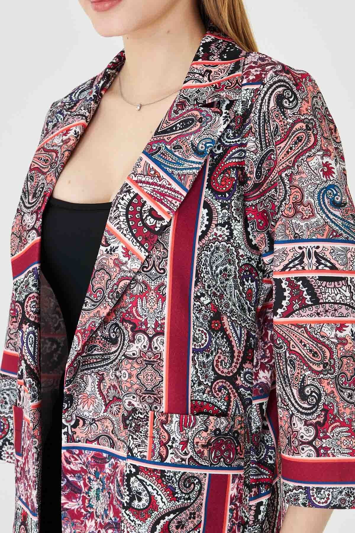 Kadın Bordo Cepli Oversize Ceket ARM-25Y001057
