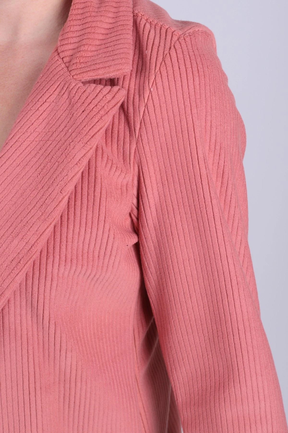 Kadın Pembe Tek Düğmeli Kadife Ceket ARM-24K001043