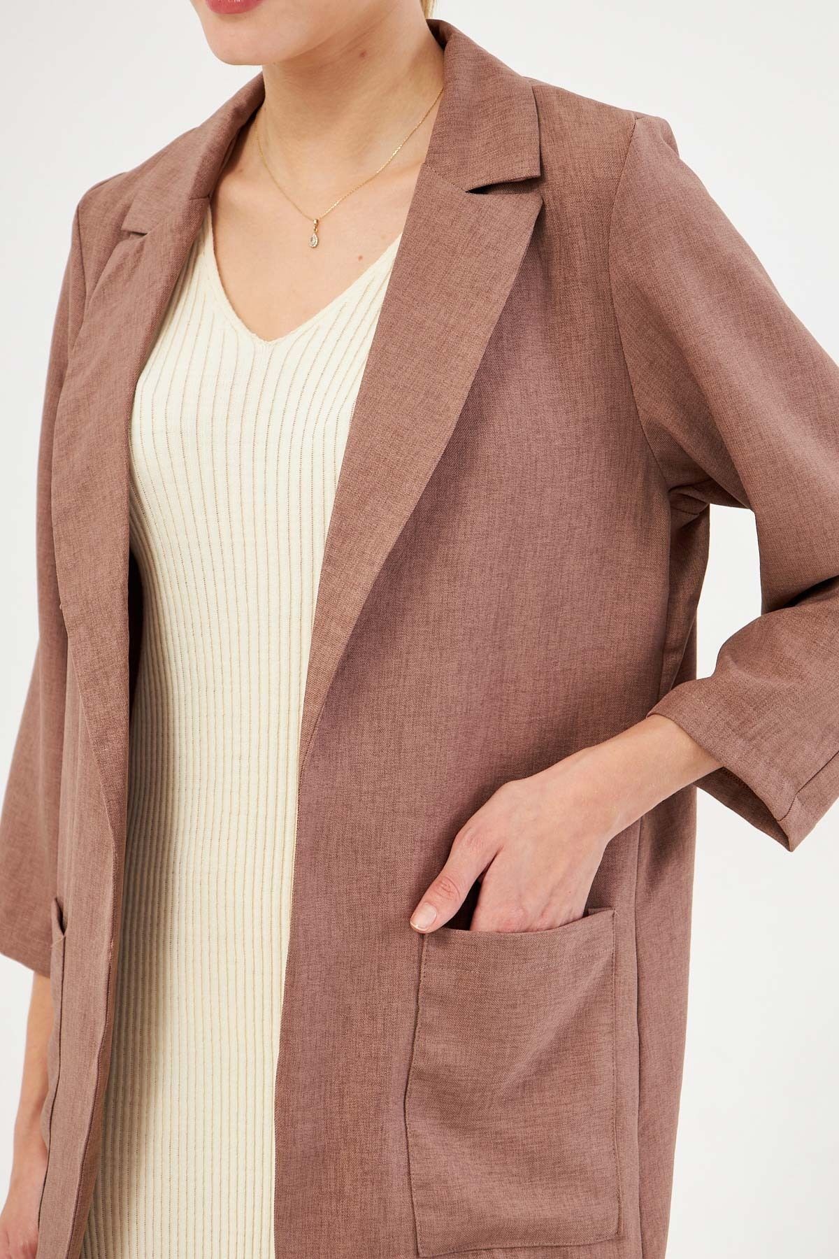 Kadın Vizon Cepli Oversize Ceket ARM-24Y001115