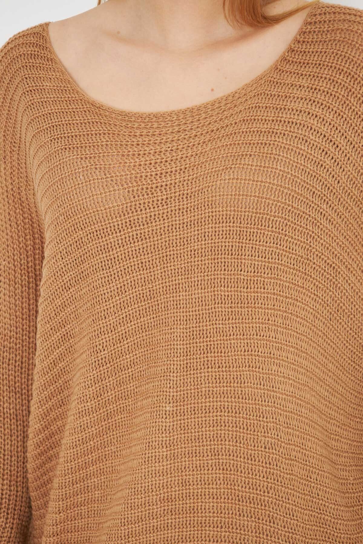 Kadın Camel Selanik Salaş Triko Kazak ARM-21K012010