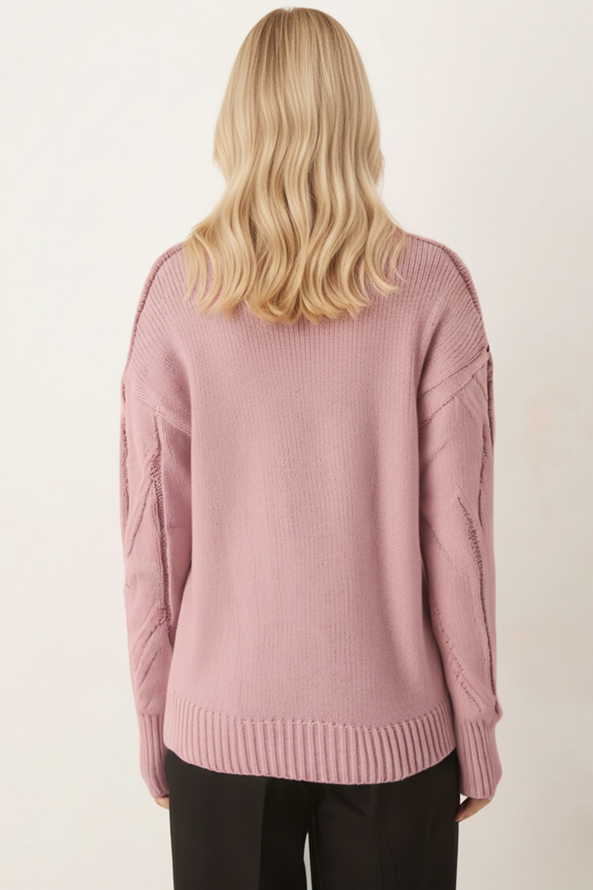 Kadın Pudra V Yaka Cepli Triko Hırka ARM-26K136048