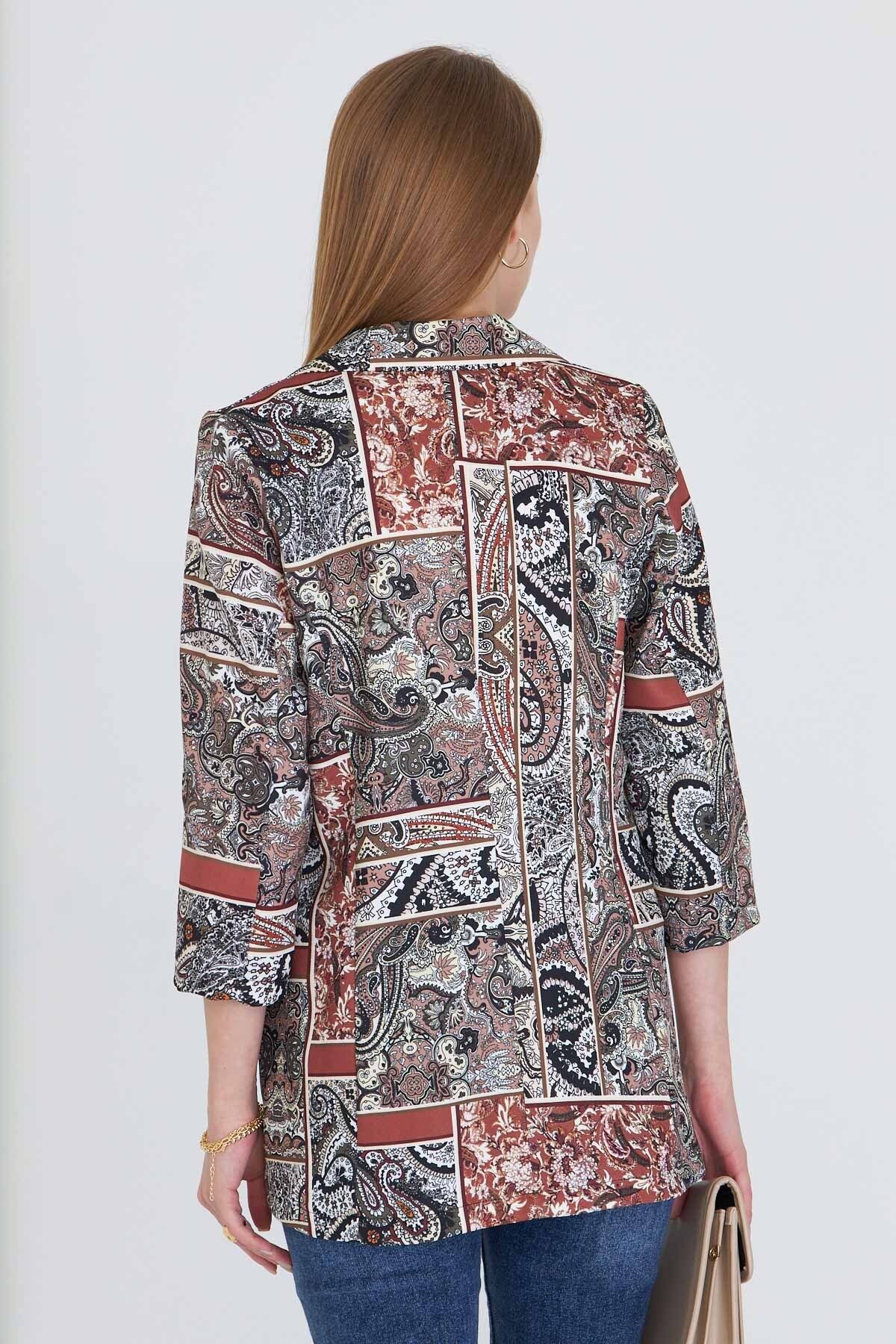 Kadın Kahve Cepli Oversize Ceket ARM-25Y001057
