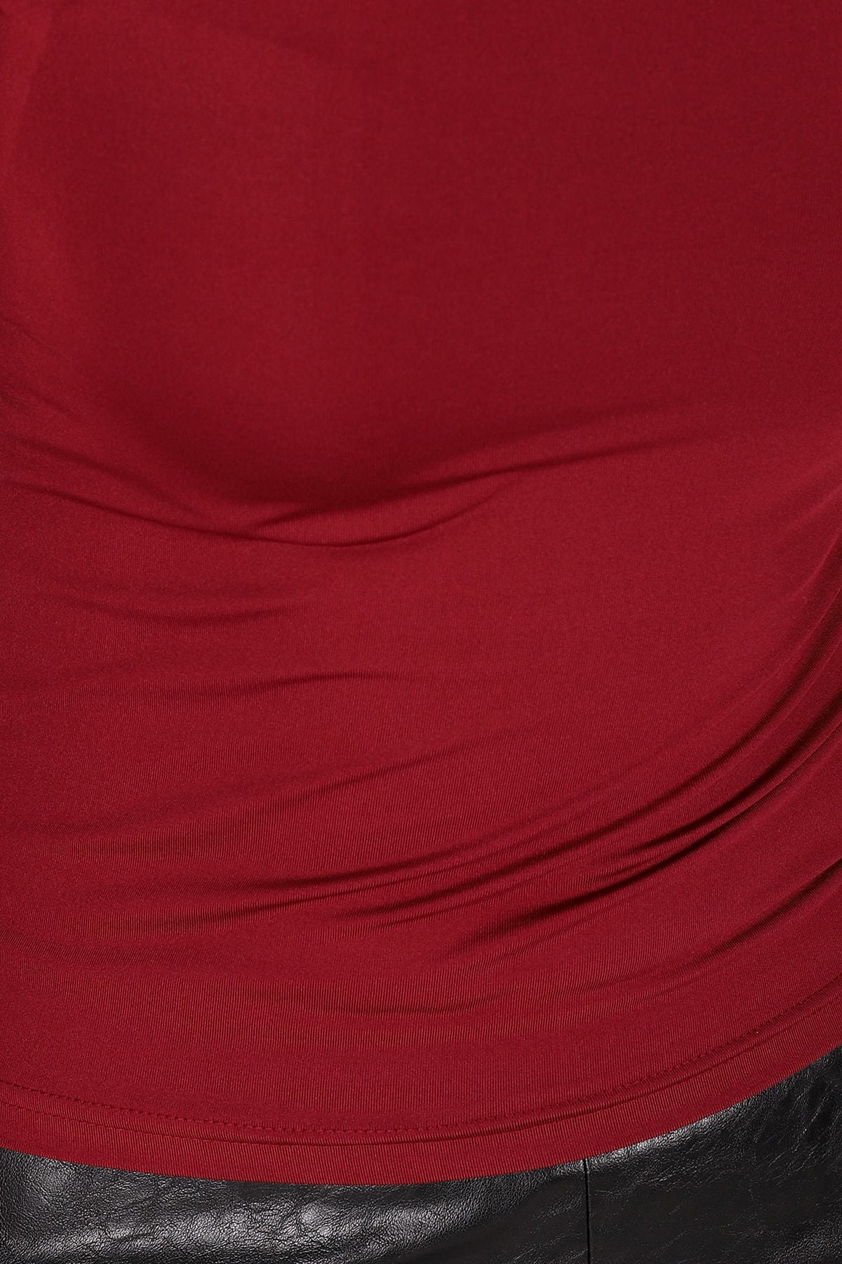 Kadın Bordo Kare Yaka Uzun Kollu Crop Bluz ARM-26K042004