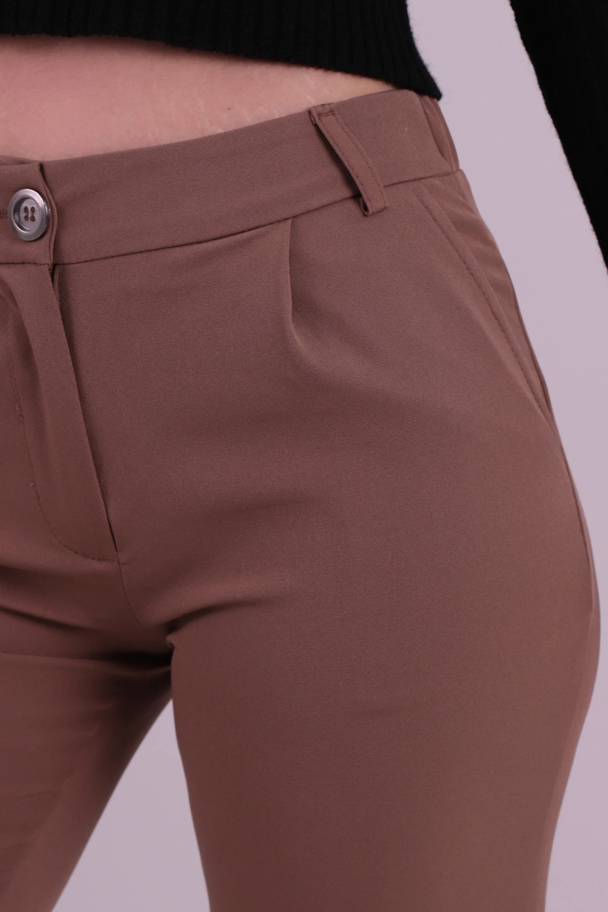 Kadın Vizon Beli Lastikli Kumaş Pantolon ARM-26K136019