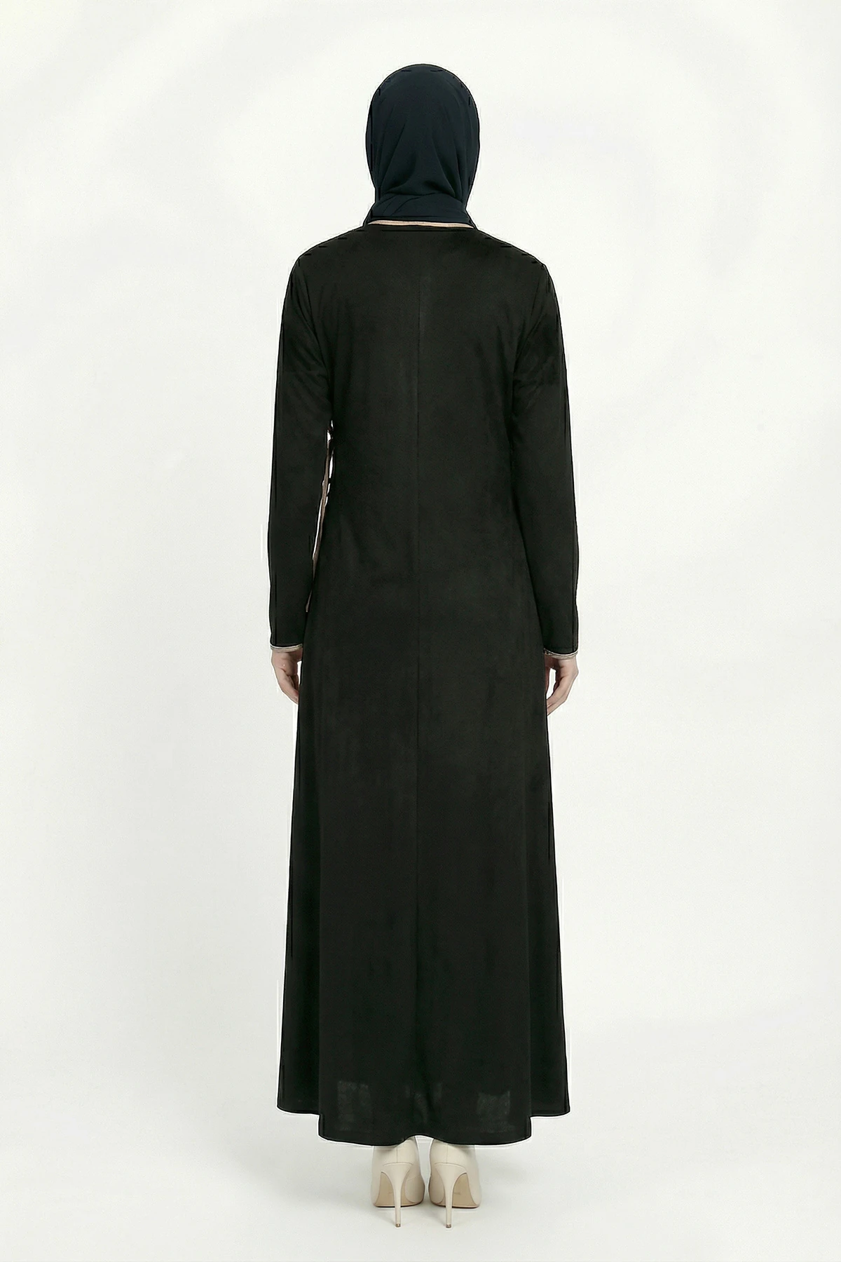 Kadın Siyah Pamuklu Terletmeyen İçten Bağlamalı Namaz Elbisesi ARM-26K001084