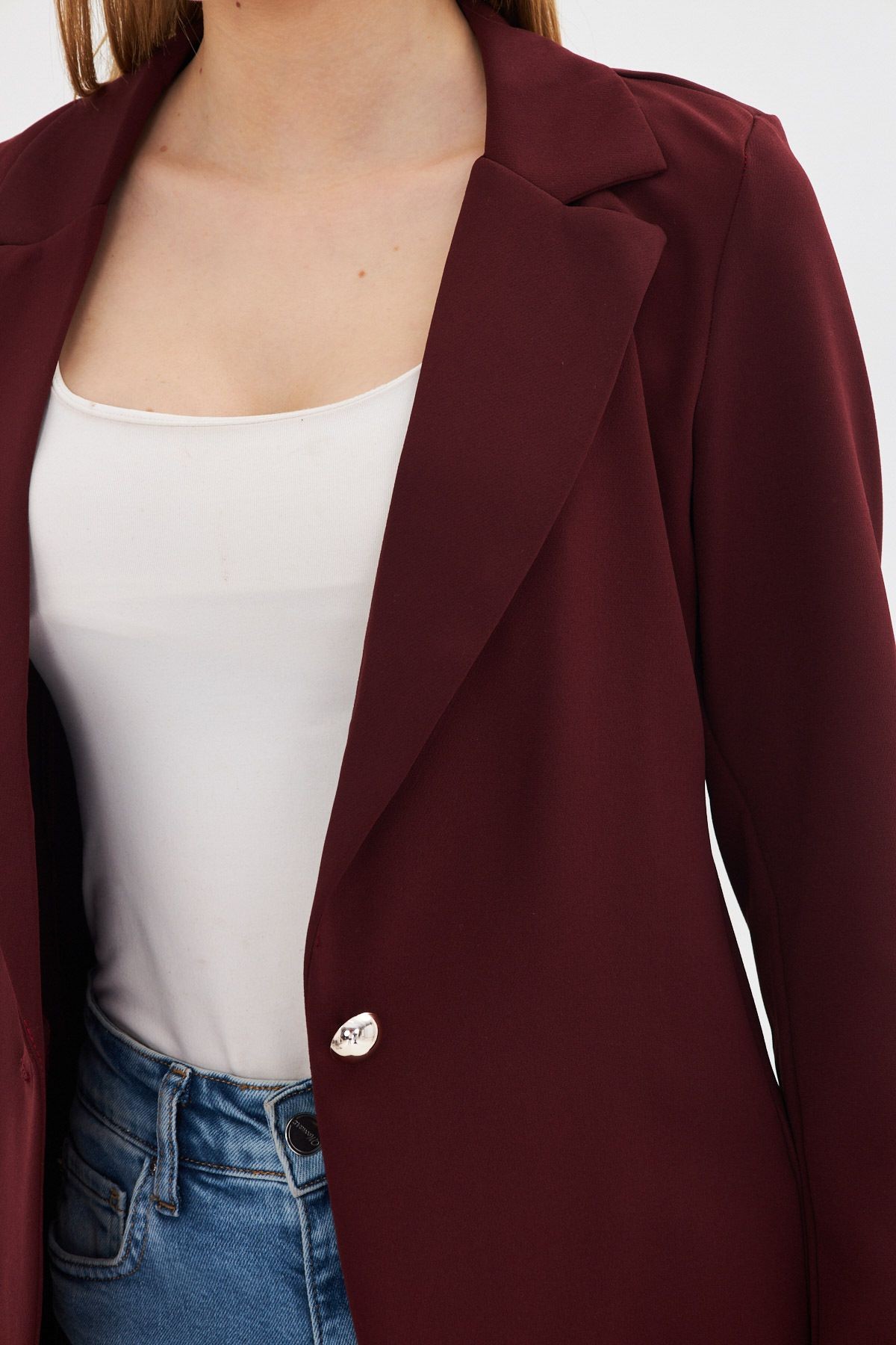 Kadın Bordo Tek Düğmeli Ceket Arm-23y001047
