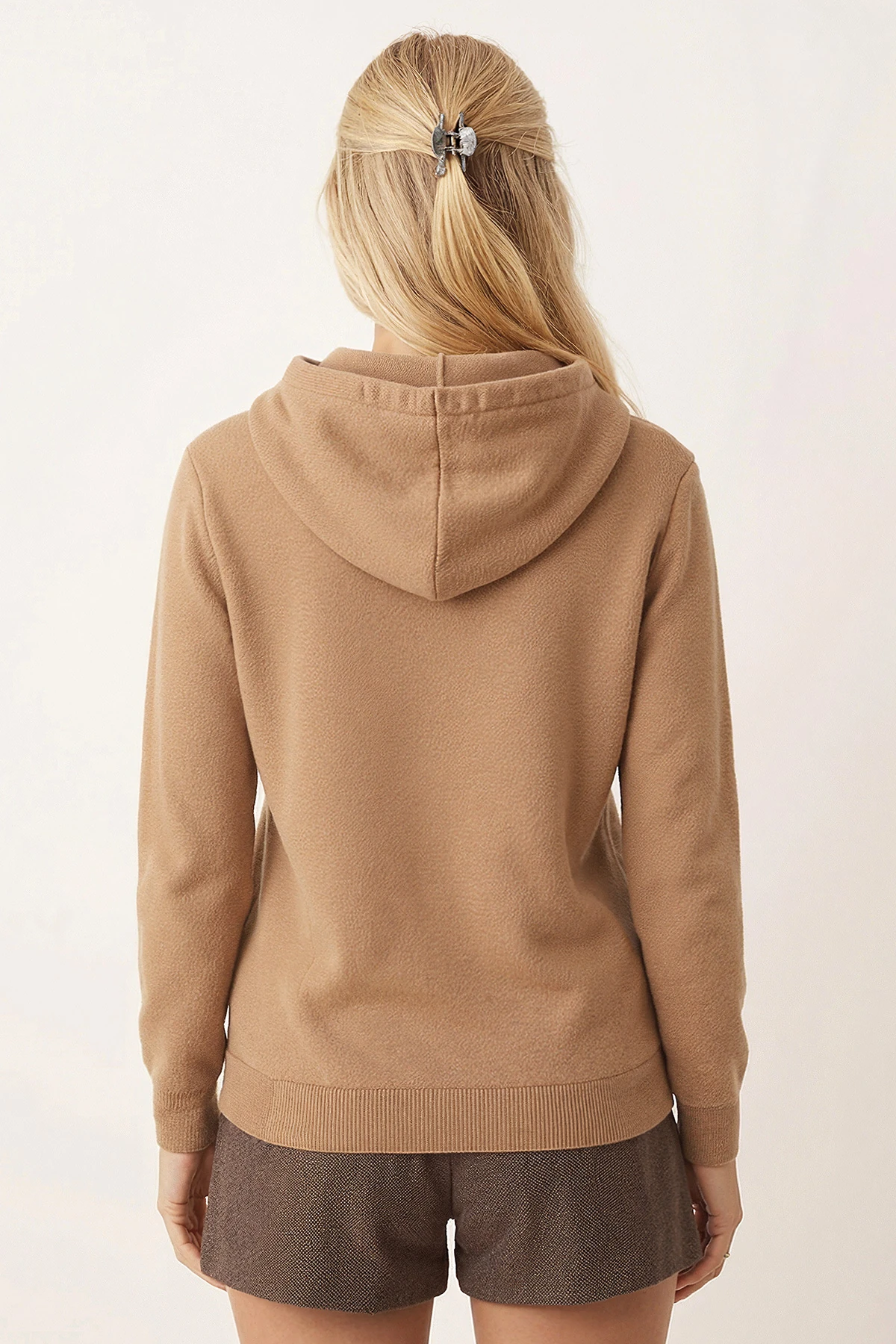 Kadın Bej İçi Şardonlu Kapüşonlu Sweatshirt ARM-26K135014