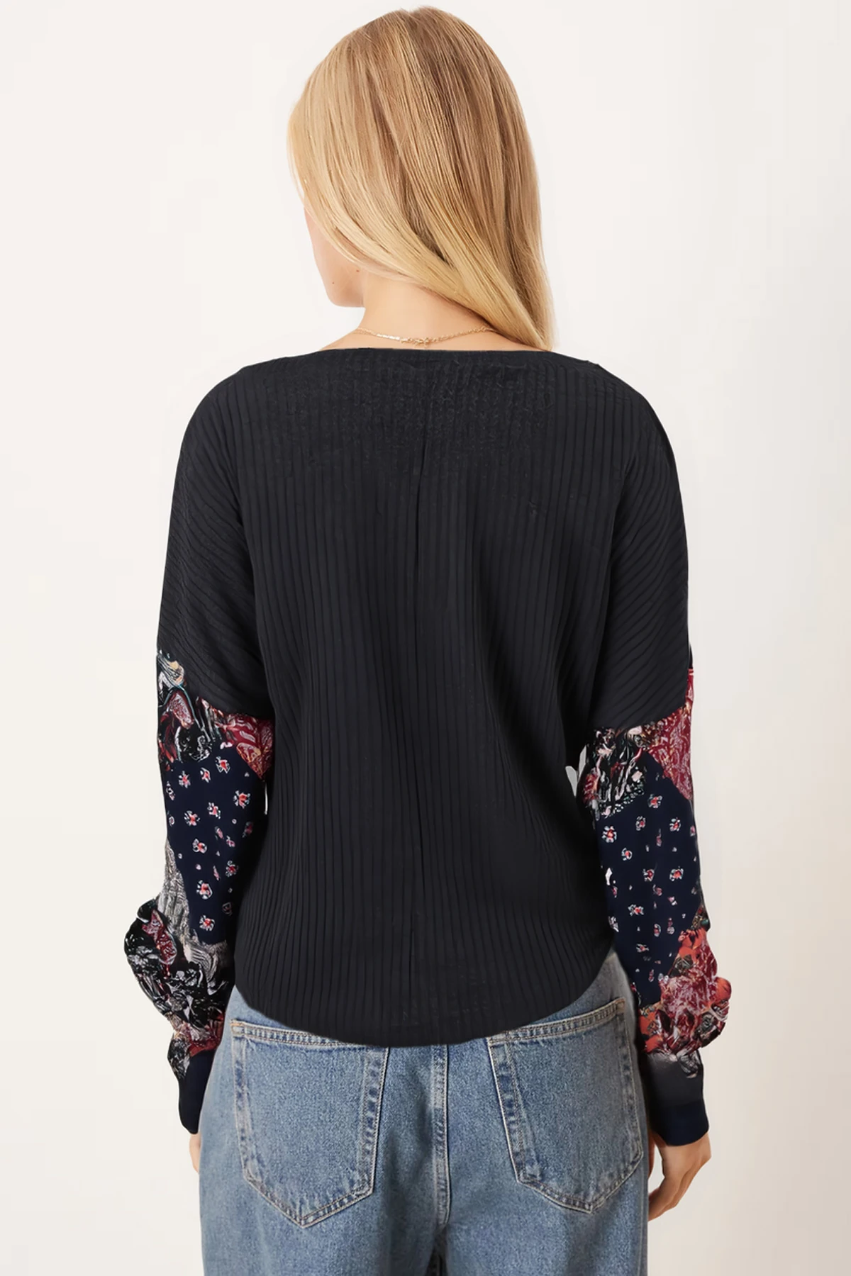 Kadın Antrasit Kolu Desenli Balonlu Triko Kazak ARM-20K081001