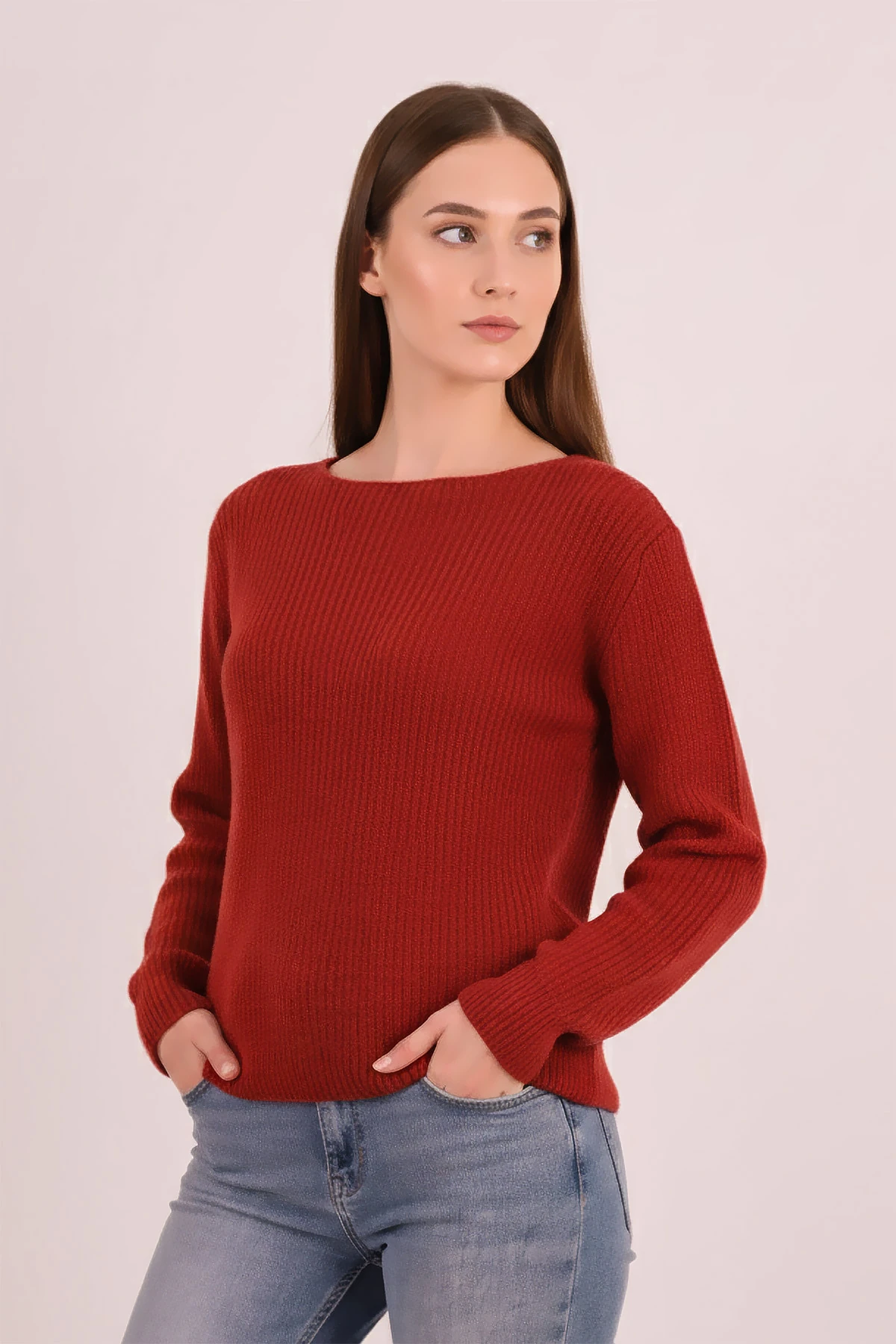 Kadın Kırmızı Bisiklet Yaka Triko Kazak ARM-26K136058