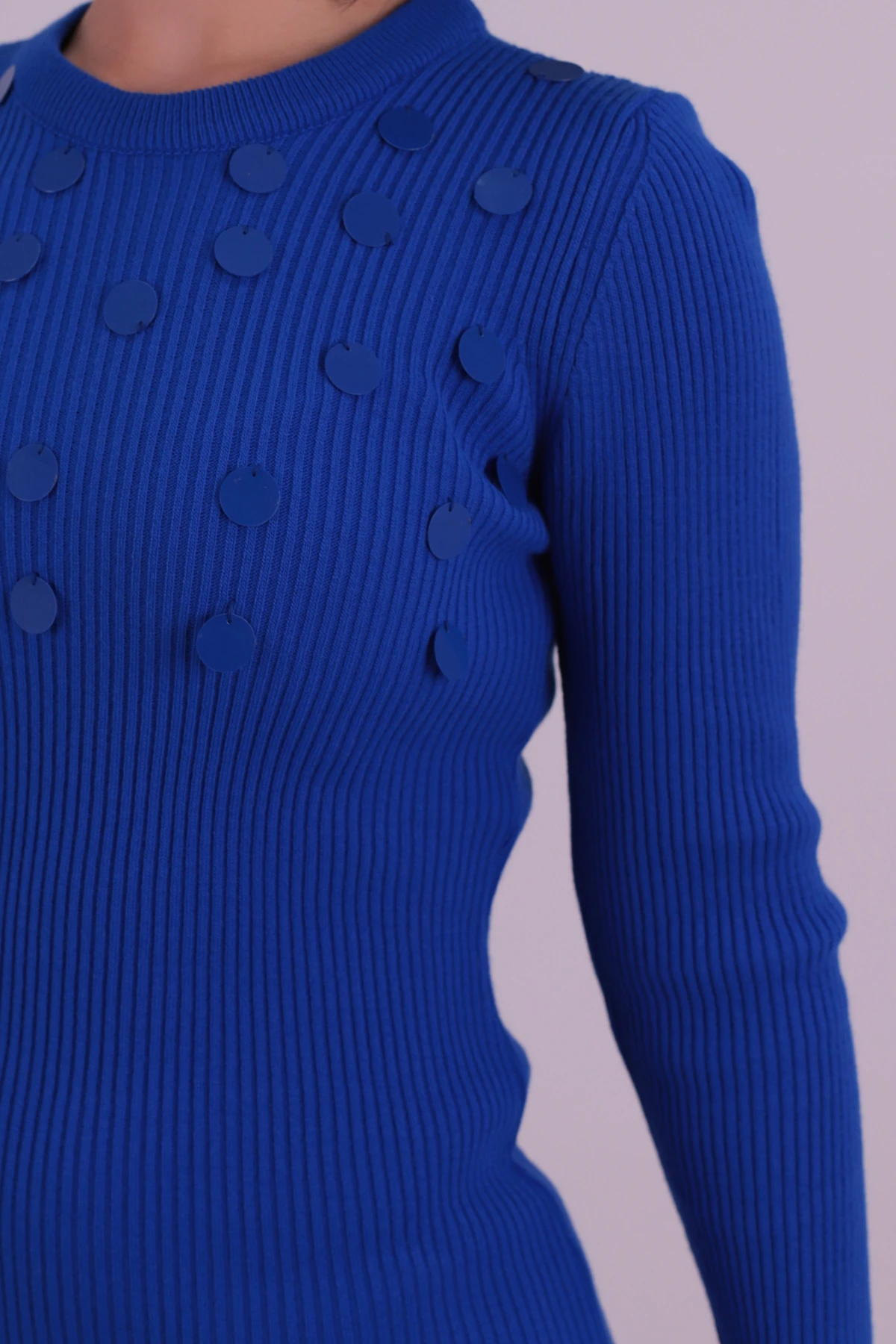 Kadın Saks Önü Pullu Triko Elbise ARM-26K136070