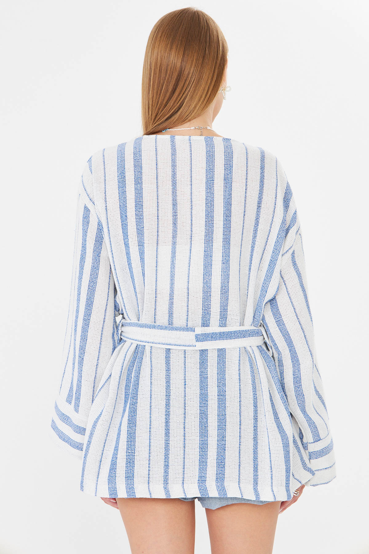 Kadın Saks Kemerli Kimono ARM-25Y001073