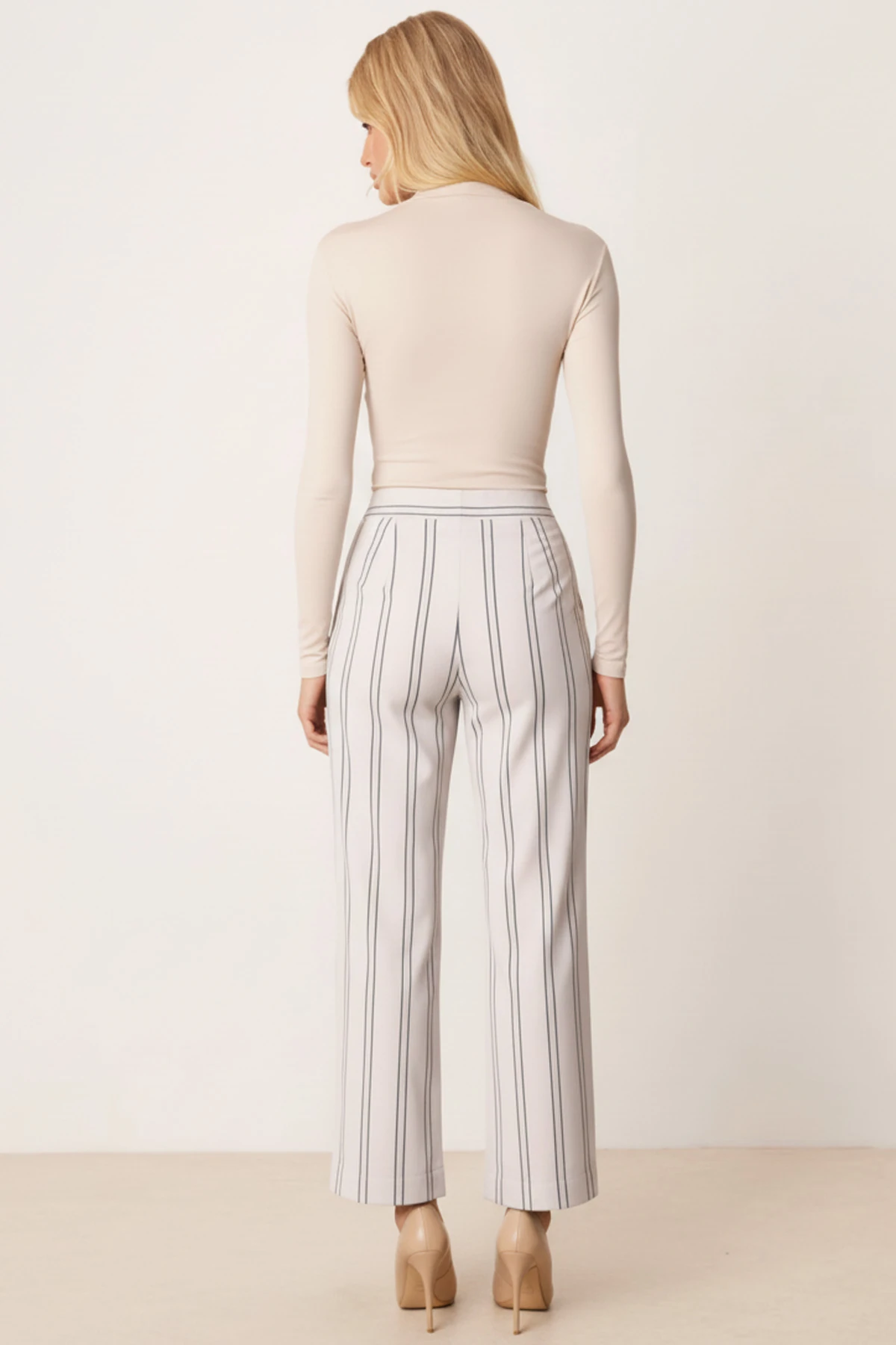 Kadın Krem Bol Paça Keten Pantolon ARM-26K001053