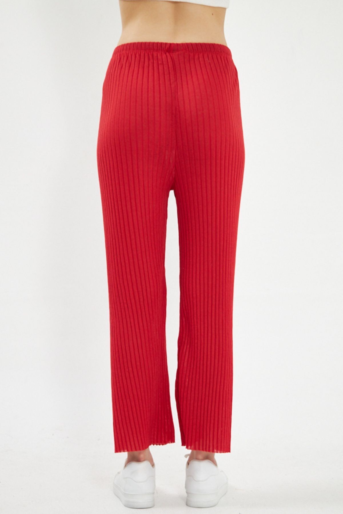 Kadın Kırmızı Beli Lastikli Fitilli Triko Pantolon ARM-22K105002
