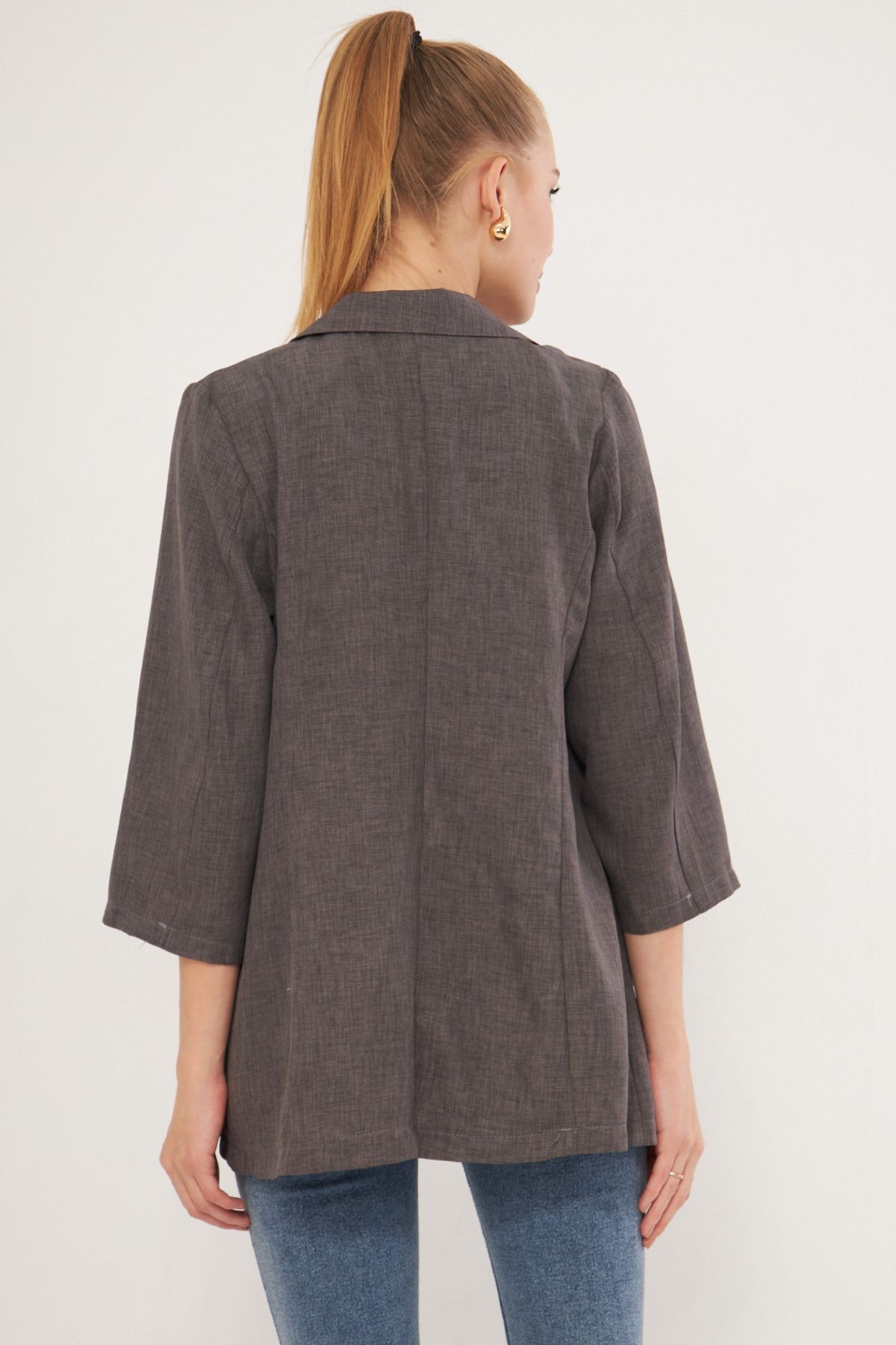 Kadın Füme Cepli Oversize Ceket ARM-24Y001115