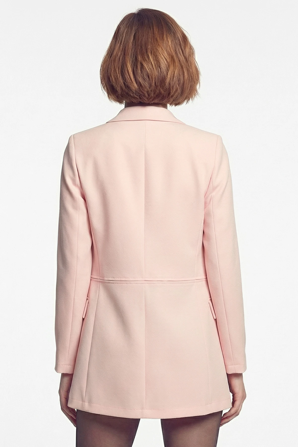 Kadın Pudra Beli Dikişli Uzun Ceket ARM-26K001017