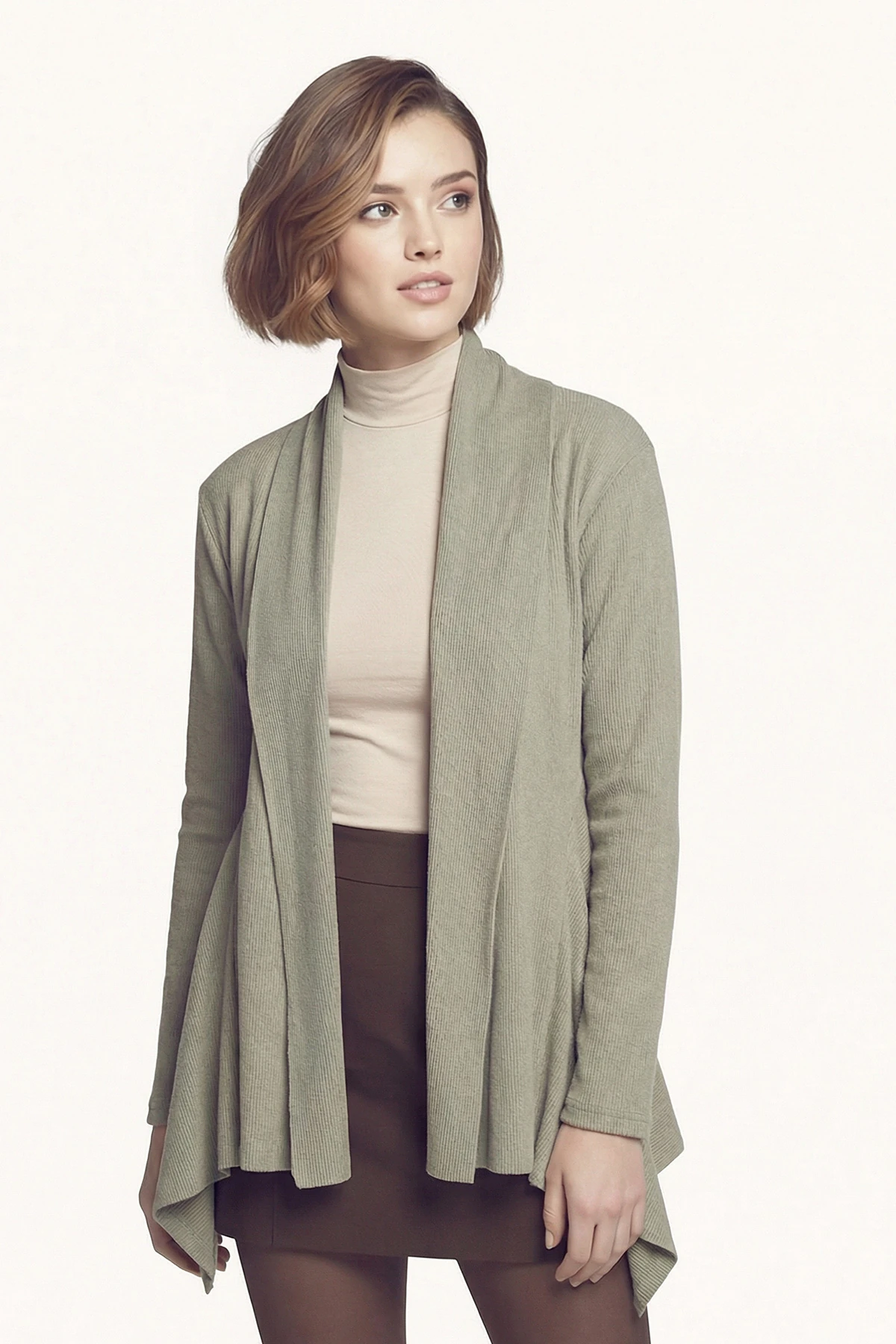 Kadın Mint Desenli Triko Salaş Hırka ARM-26K001006