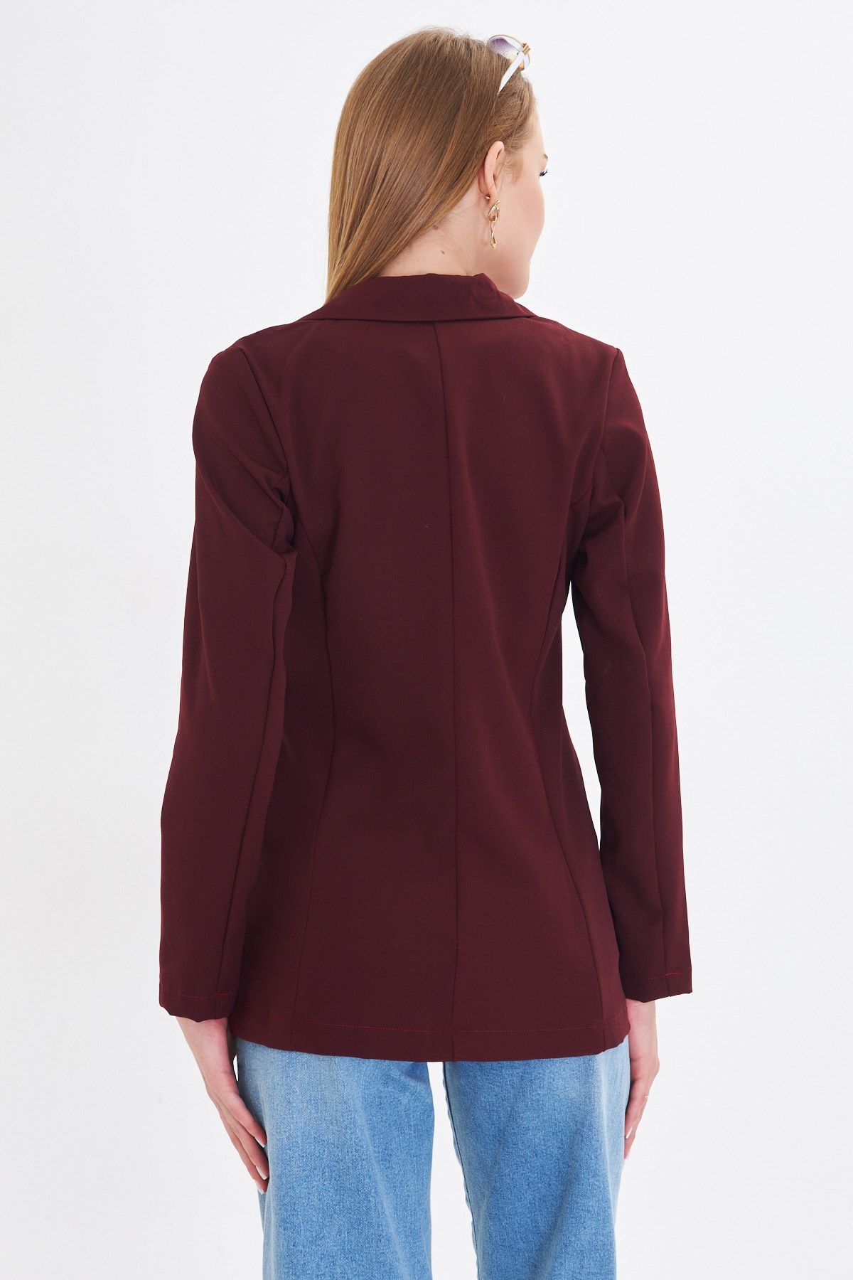 Kadın Bordo Tek Düğmeli Ceket Arm-23y001047