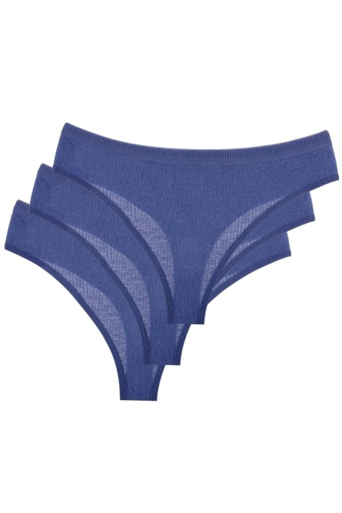 Kadın İndigo Pamuklu Likralı Tanga String Külot 3'Lü Paket ARM-25K200004