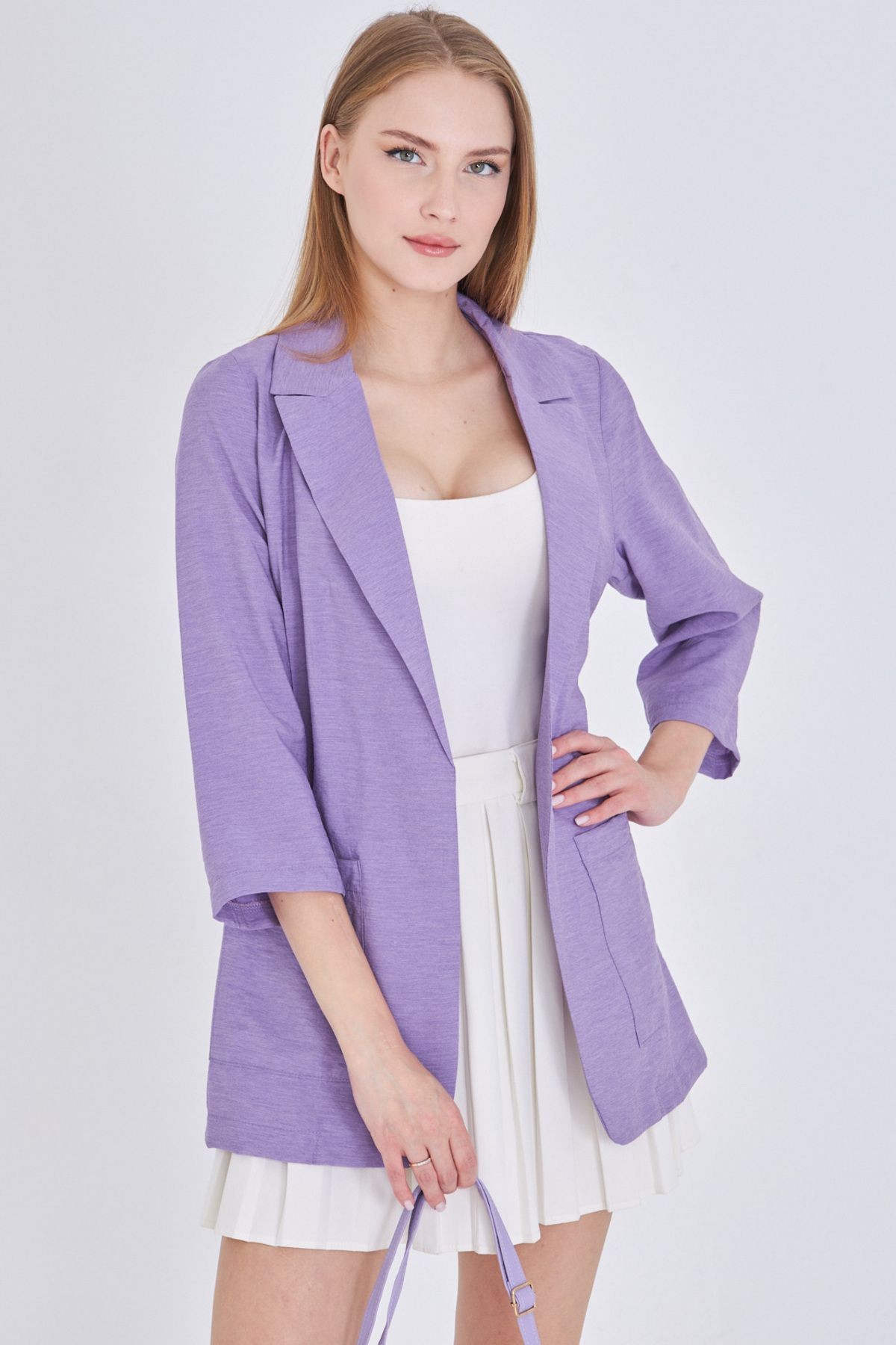 Kadın Lila Cepli Oversize Ceket ARM-25Y001064