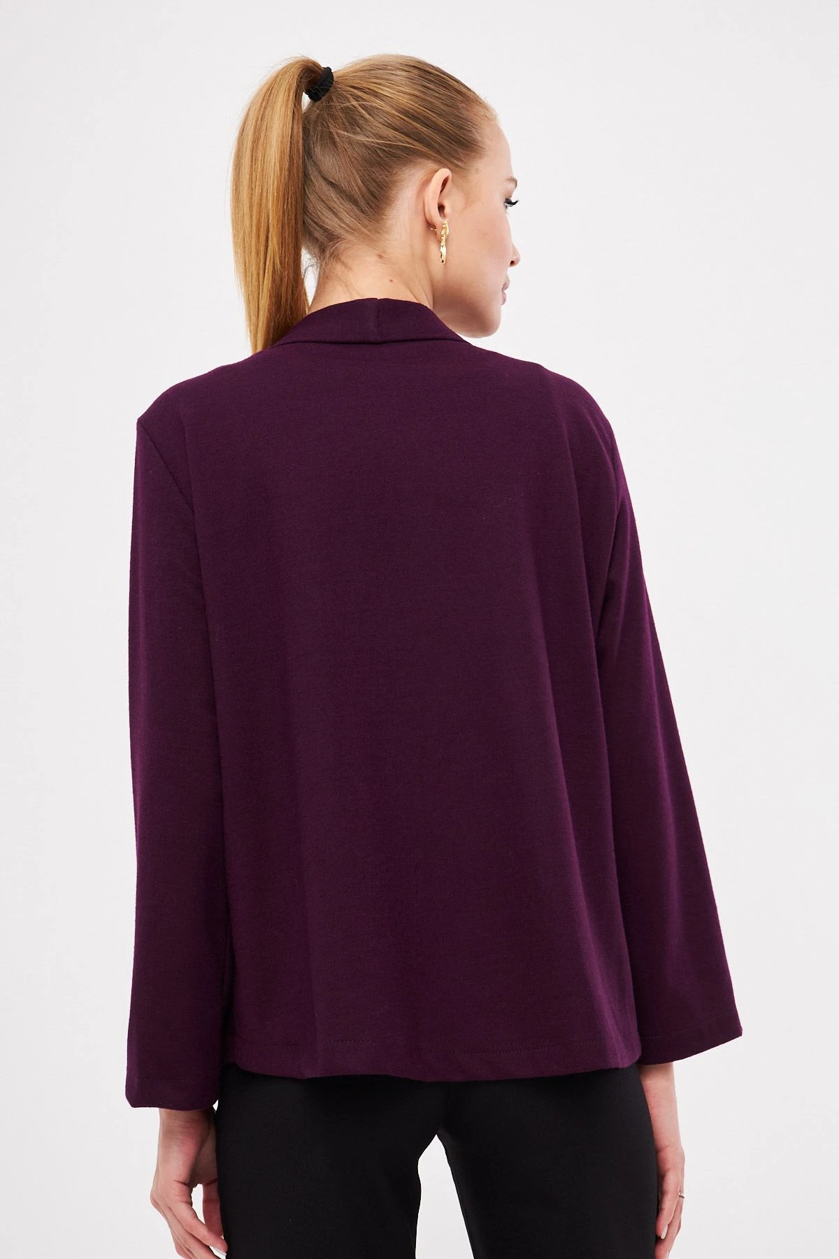 Kadın Mor Şal Yaka Önden Bağcık Detaylı Ceket ARM-25K001012
