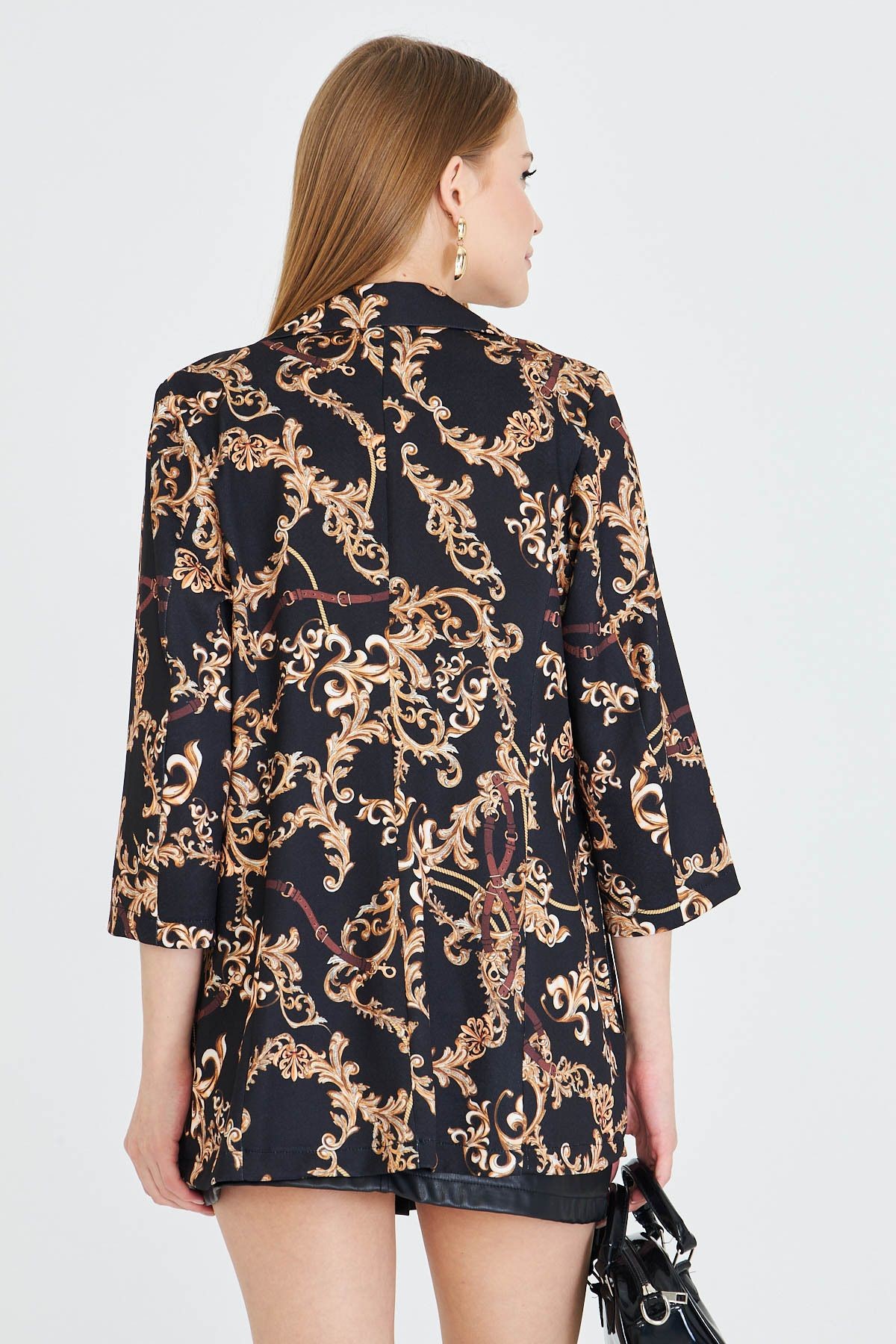 Kadın Koyu Kahve Cepli Oversize Ceket ARM-25Y001057