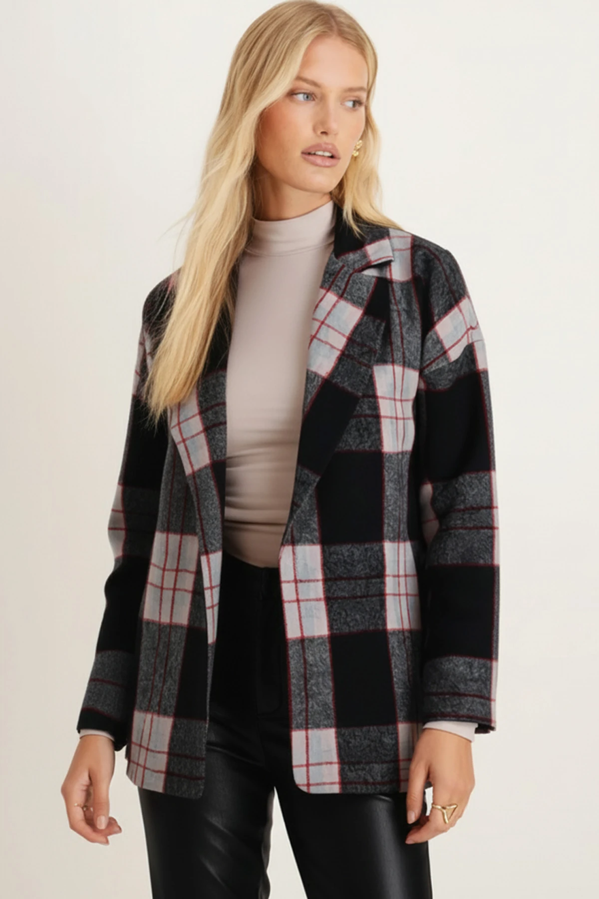 Kadın Füme Erkek Yaka Yanları Yırtmaçlı Oversize Ceket ARM-26K001009