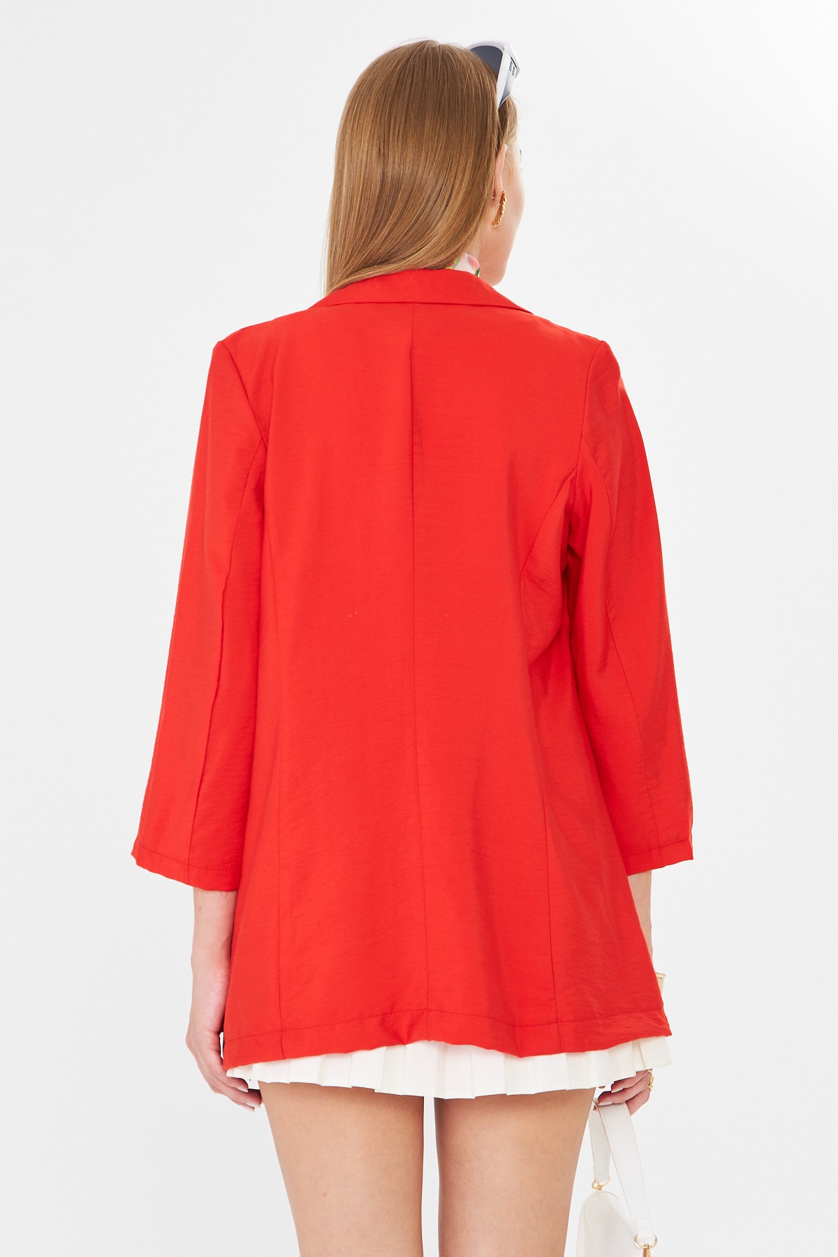 Kadın Kırmızı Cepli Oversize Ceket ARM-26K001005