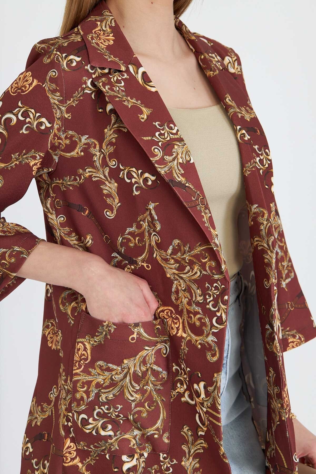 Kadın Açık Kahve Cepli Oversize Ceket ARM-25Y001057