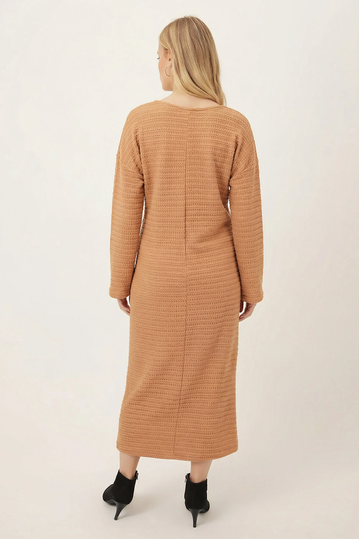 Kadın Vizon Uzun Kollu Yumuşak Dokulu Salaş Elbise ARM-26K001078