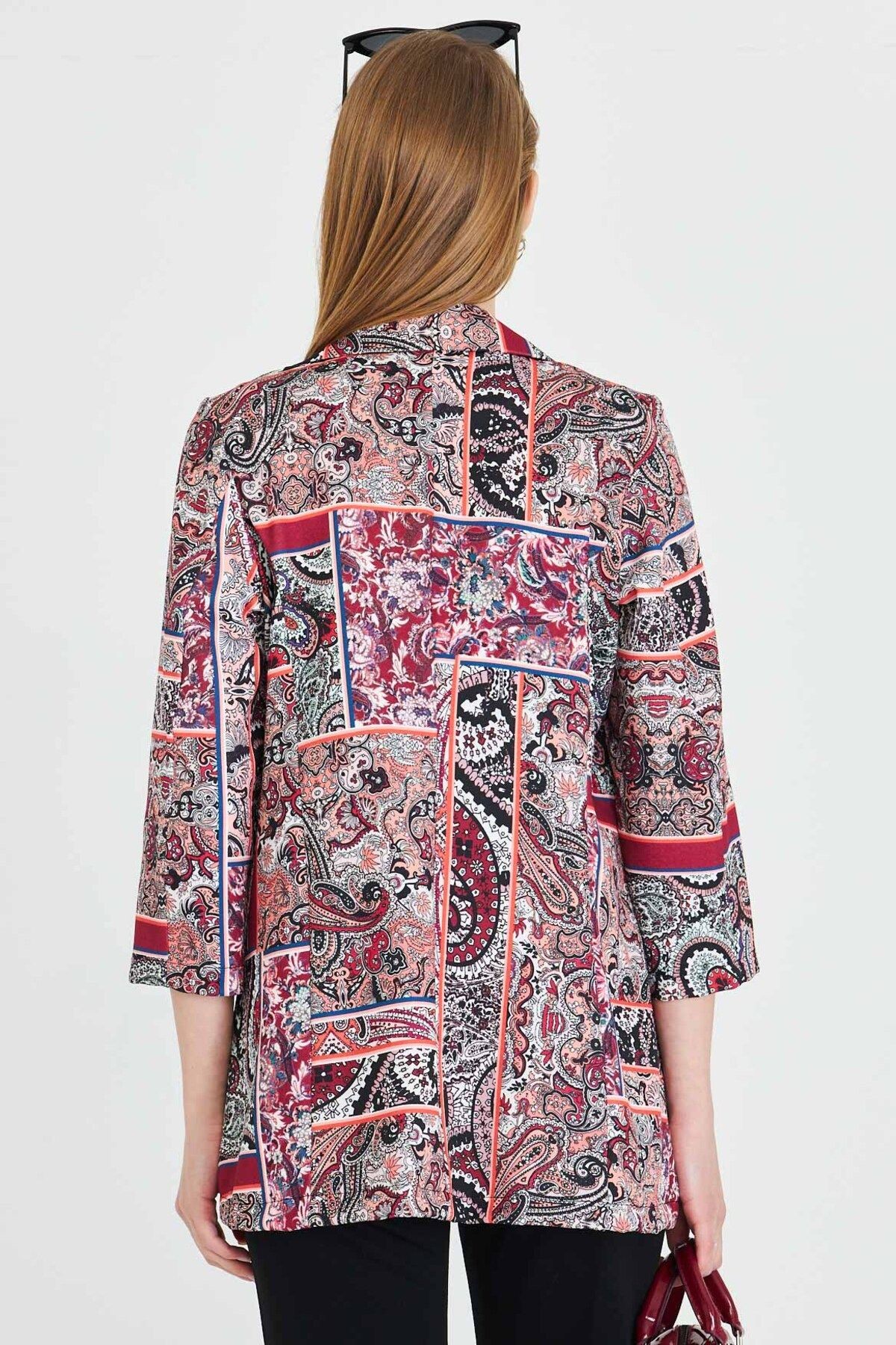 Kadın Bordo Cepli Oversize Ceket ARM-25Y001057