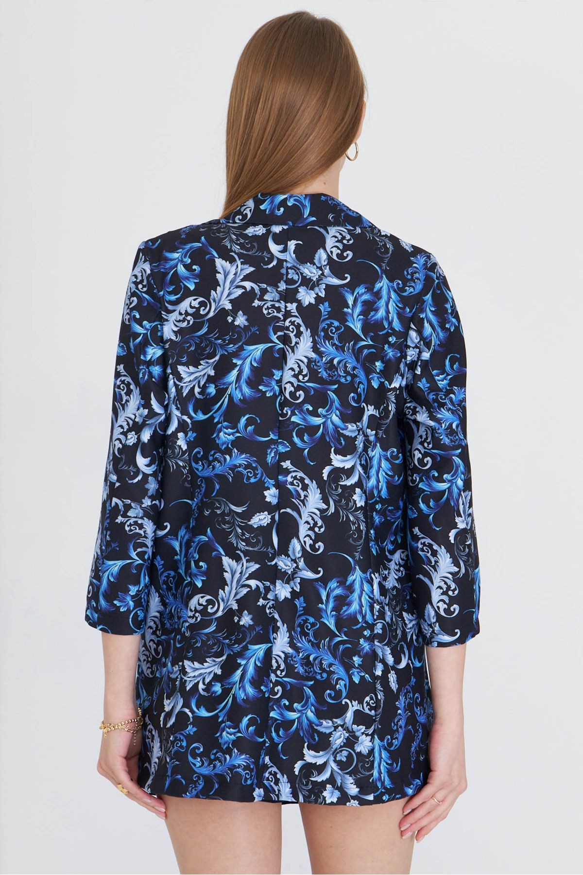 Kadın Saks Cepli Oversize Ceket ARM-25Y001057