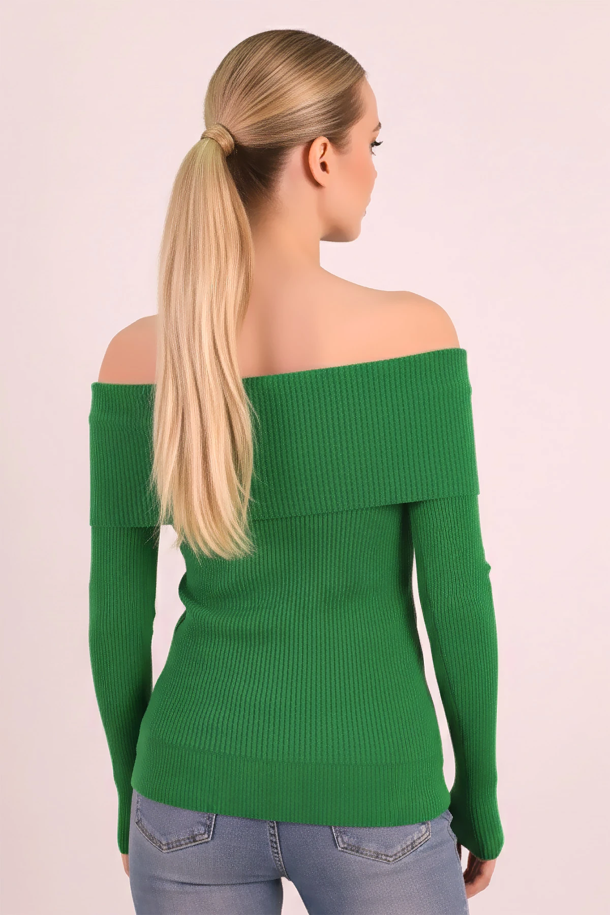 Kadın Yeşil Madonna Yaka Triko Kazak ARM-26K136062