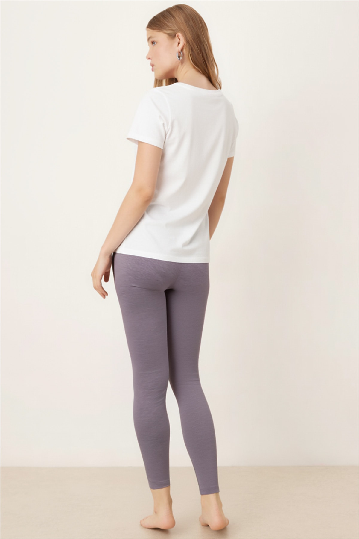 Kadın Gri Melanj Düz Tayt ARM-26K135009