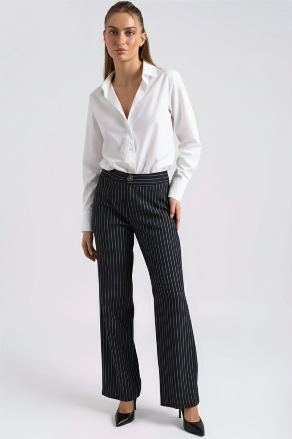 Kadın Lacivert Bol Paça Kumaş Pantolon ARM-26K001053