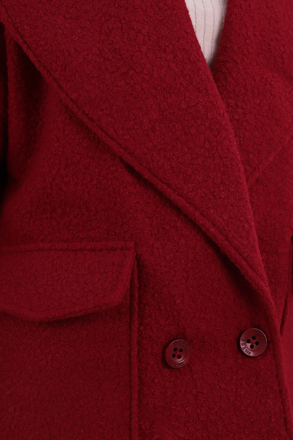 Kadın Bordo Cepli Astarlı Kaşe Kaban ARM-26K136069