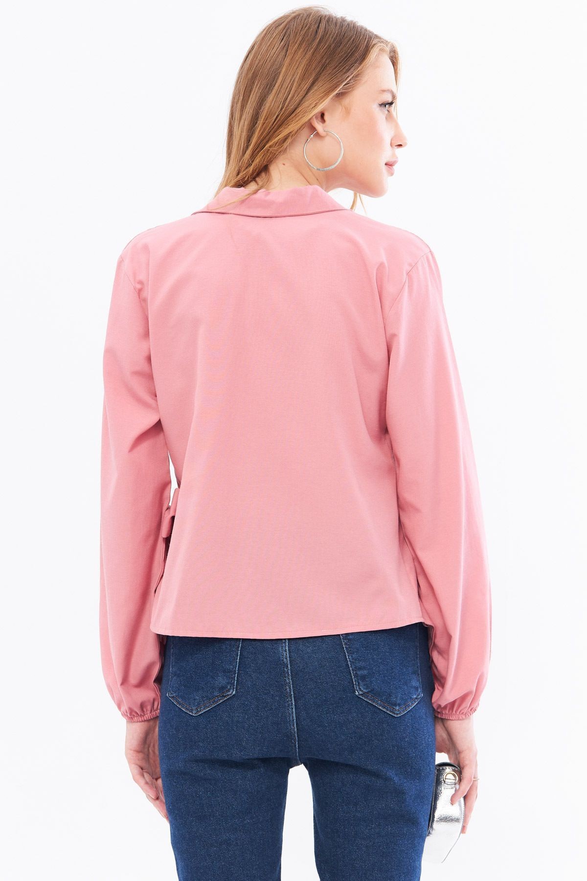 Kadın Açık Pembe Yakalı Kruvaze Bluz ARM-22Y024025