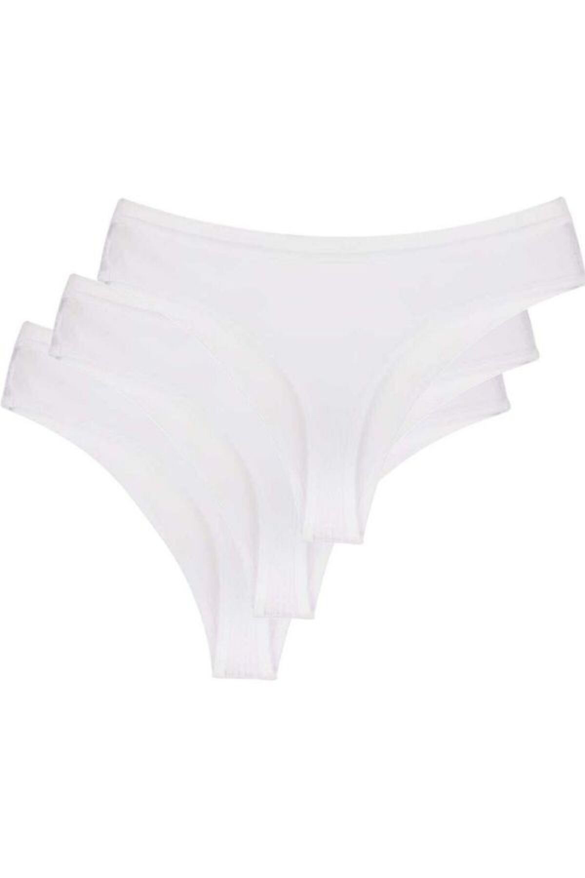 Kadın Beyaz Pamuklu Likralı Tanga String Külot 3'Lü Paket ARM-25K200004