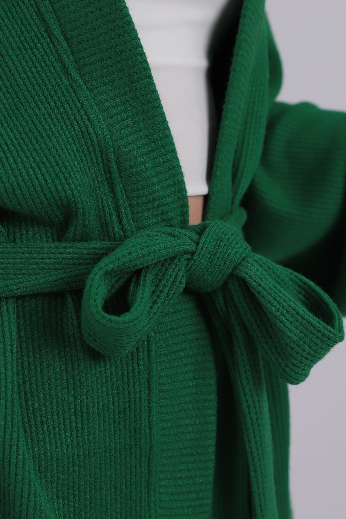 Kadın Yeşil Kemerli Triko Kimono ARM-26K001011