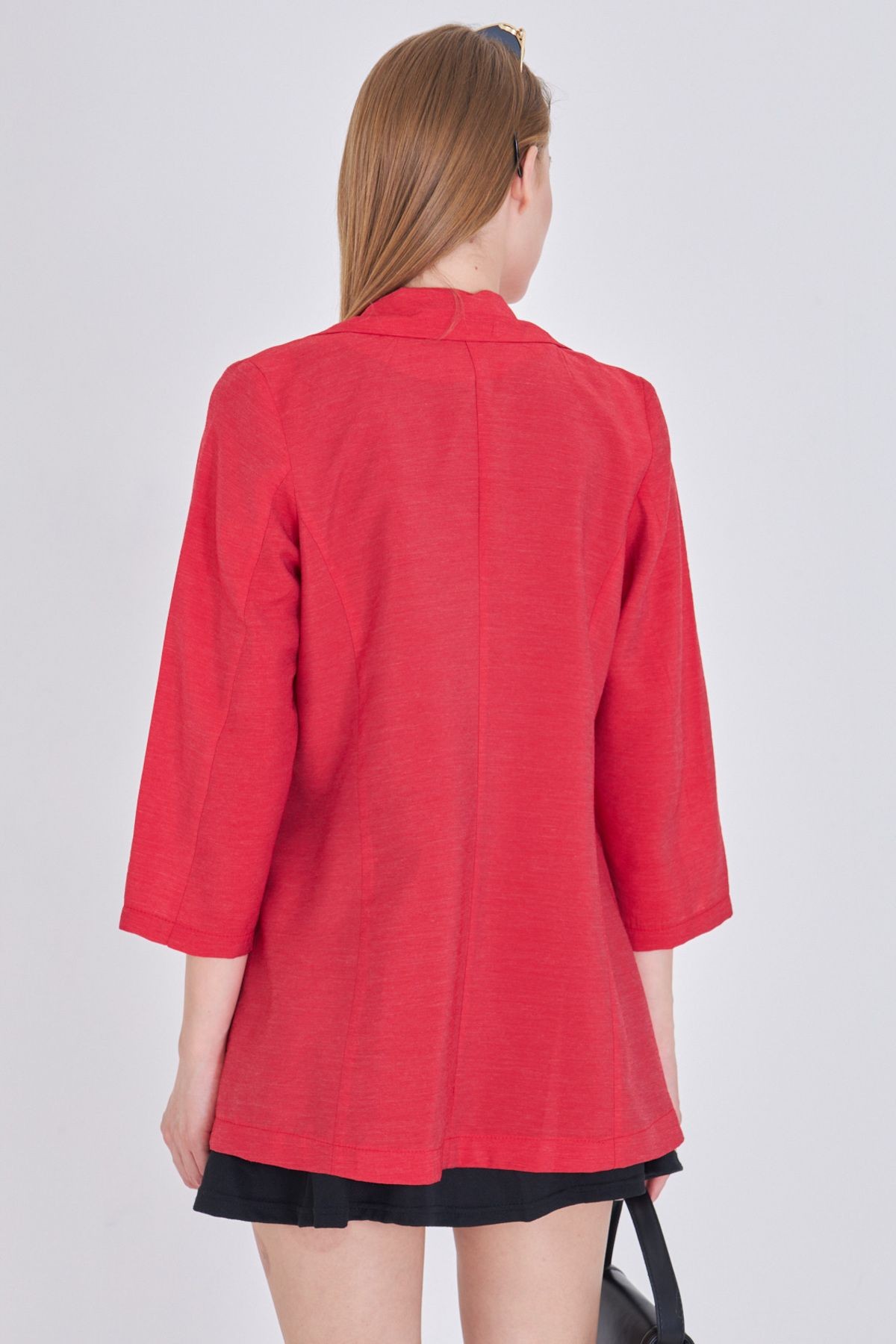 Kadın Kırmızı Cepli Oversize Ceket ARM-25Y001064