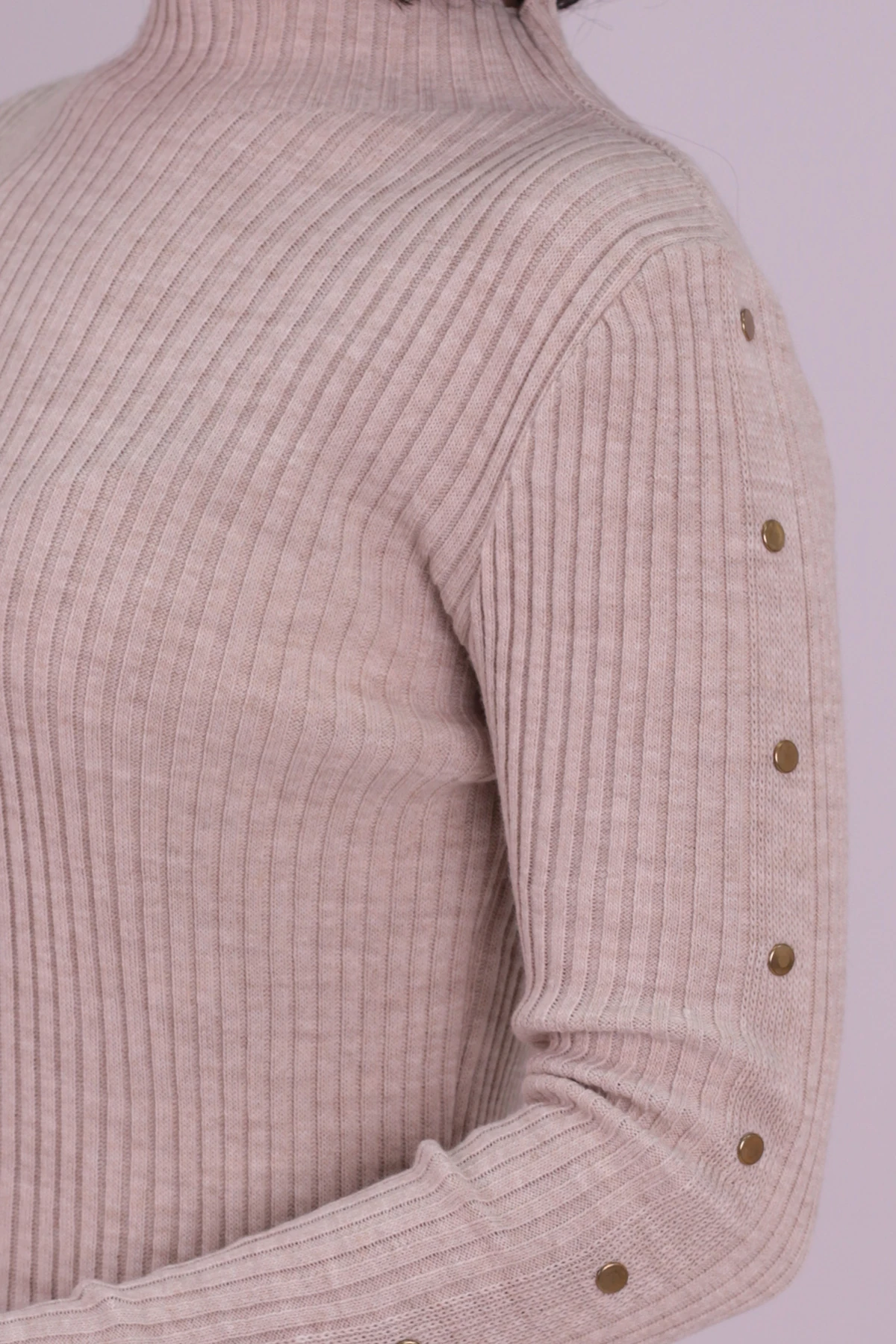 Kadın Taş Yanı Yırtmaçlı Zımba Detaylı Triko Elbise ARM-26K136072