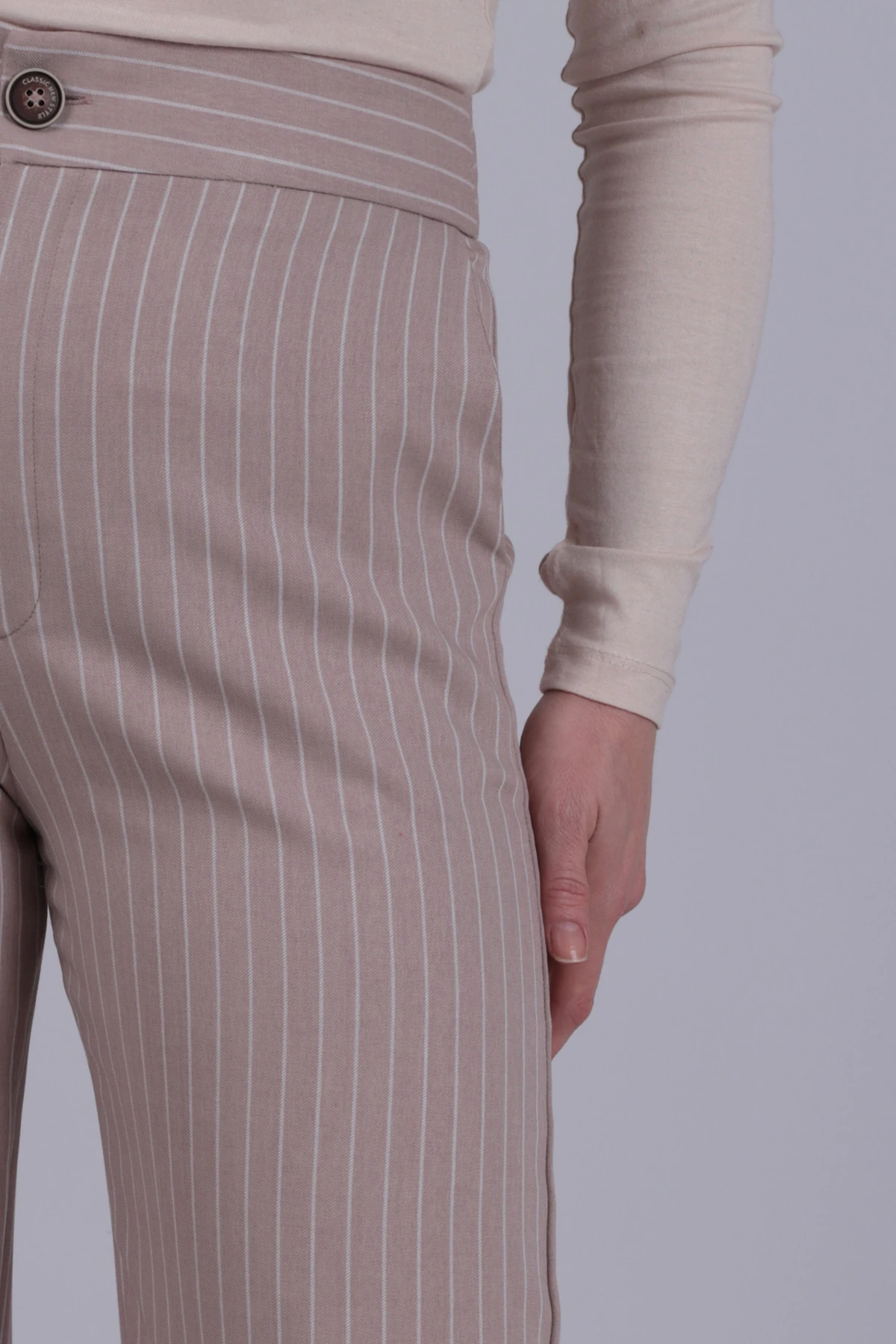 Kadın Bej Bol Paça Kumaş Pantolon ARM-26K001053