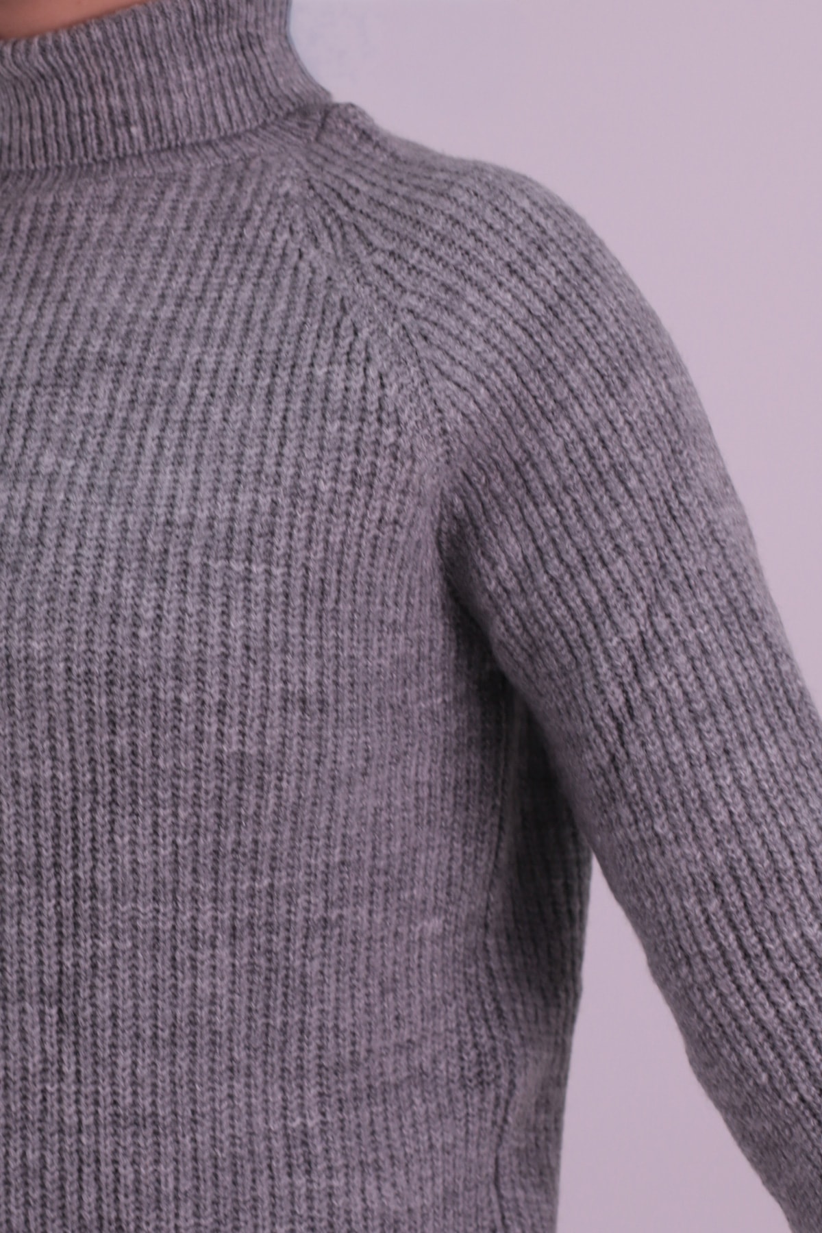 Kadın Gri Balıkçı Yaka Selanik Örgü Triko Kazak ARM-26K136017