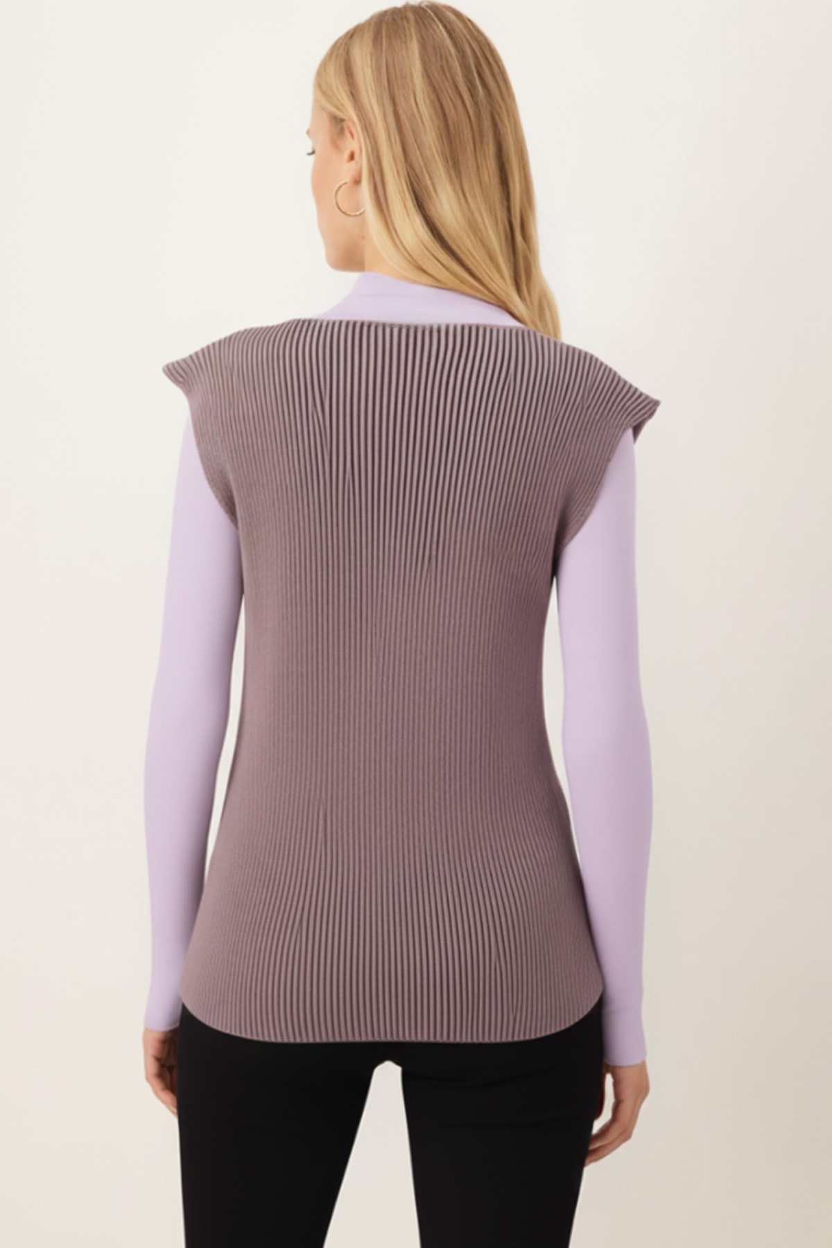 Kadın Taş V Yaka Selanik Örgü Triko Süveter ARM-26K136005