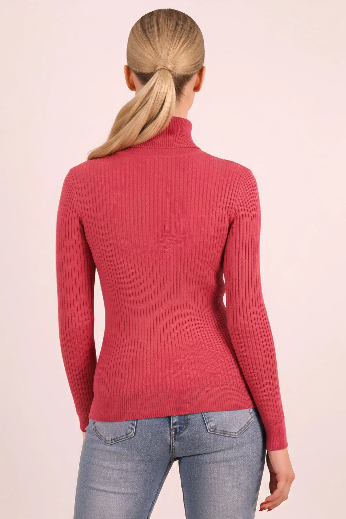 Kadın Fuşya Balıkçı Yaka Tek Omuz Dekolteli Triko Kazak ARM-26K136067