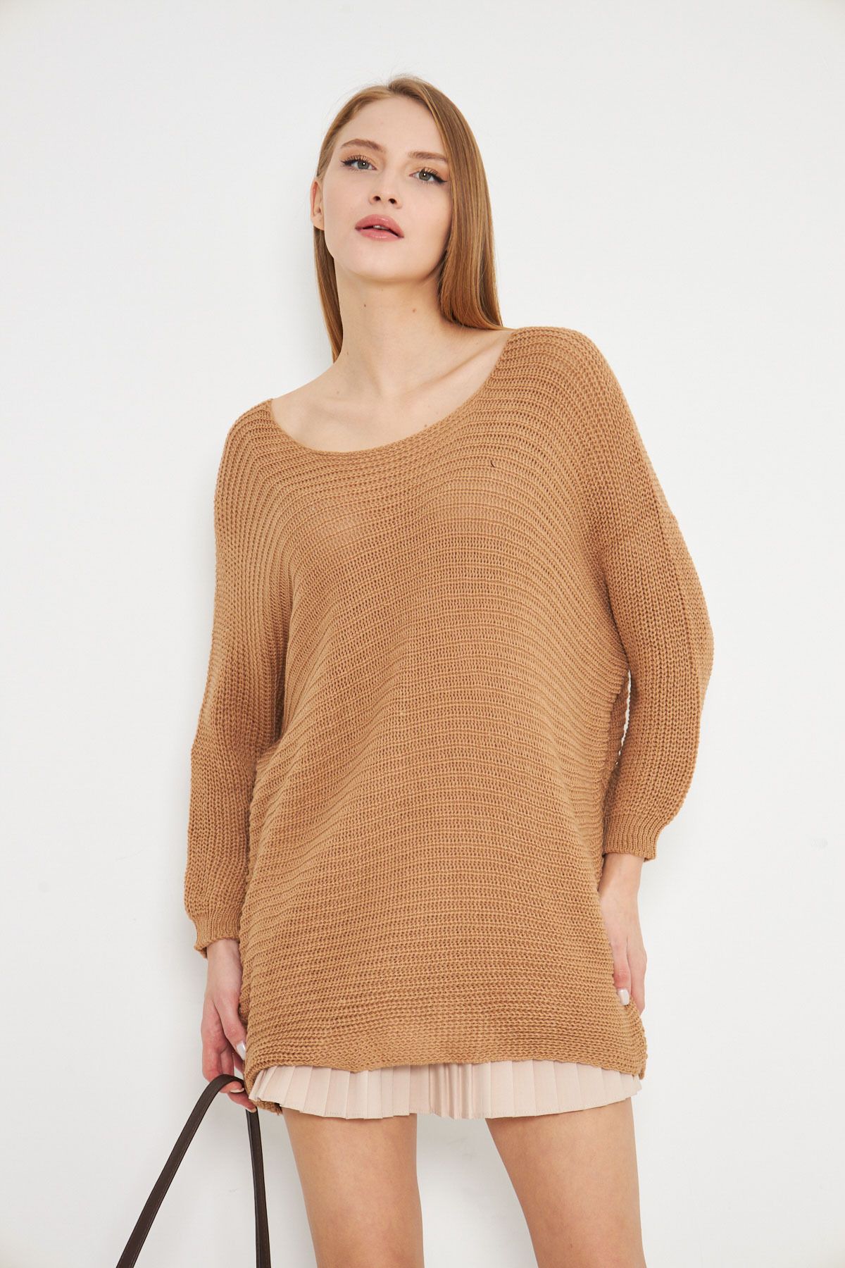 Kadın Camel Selanik Salaş Triko Kazak ARM-21K012010