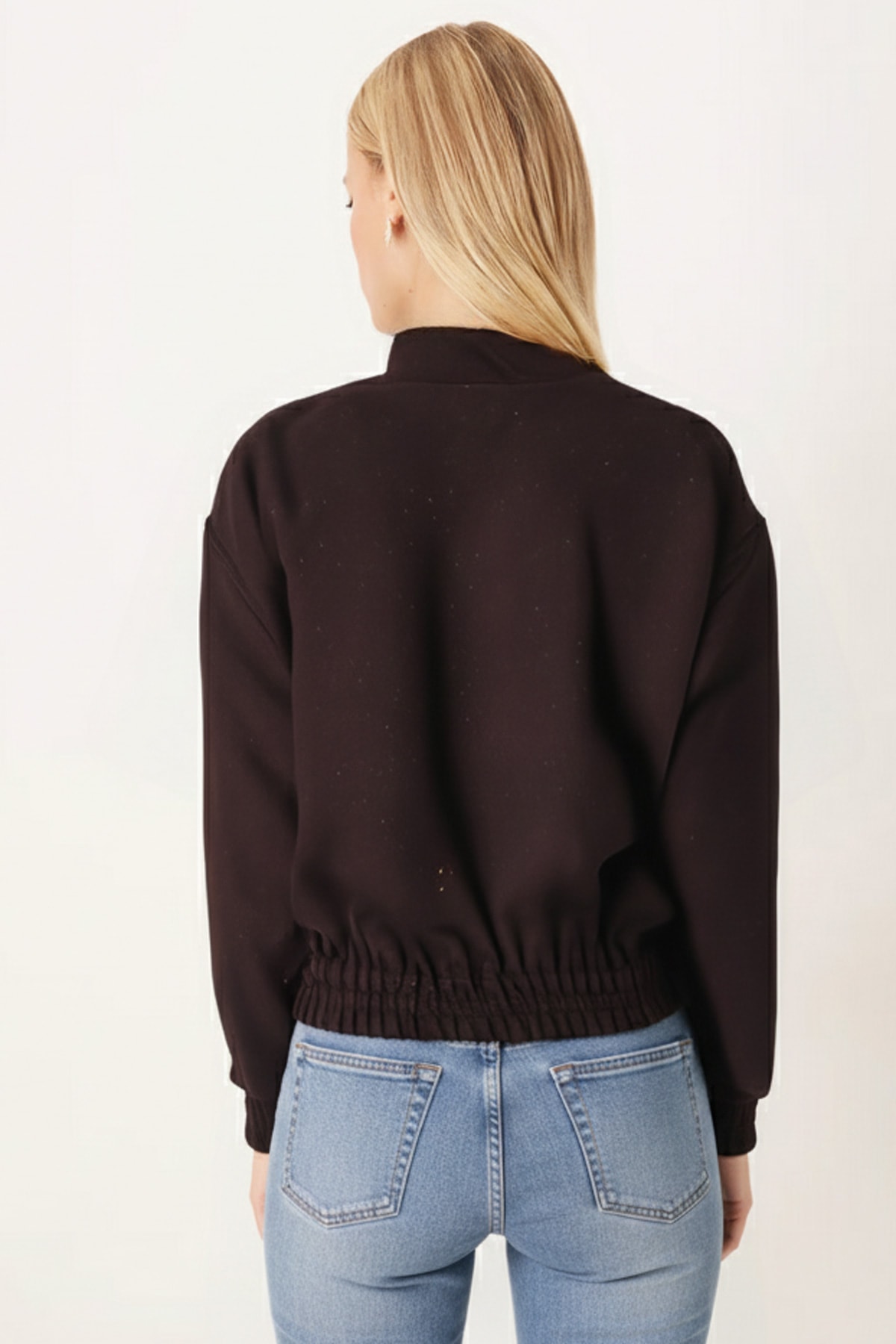 Kadın Kahve Cepli Kolları Ve Beli Lastikli Bomber Kaşe Mont ARM-26K001027