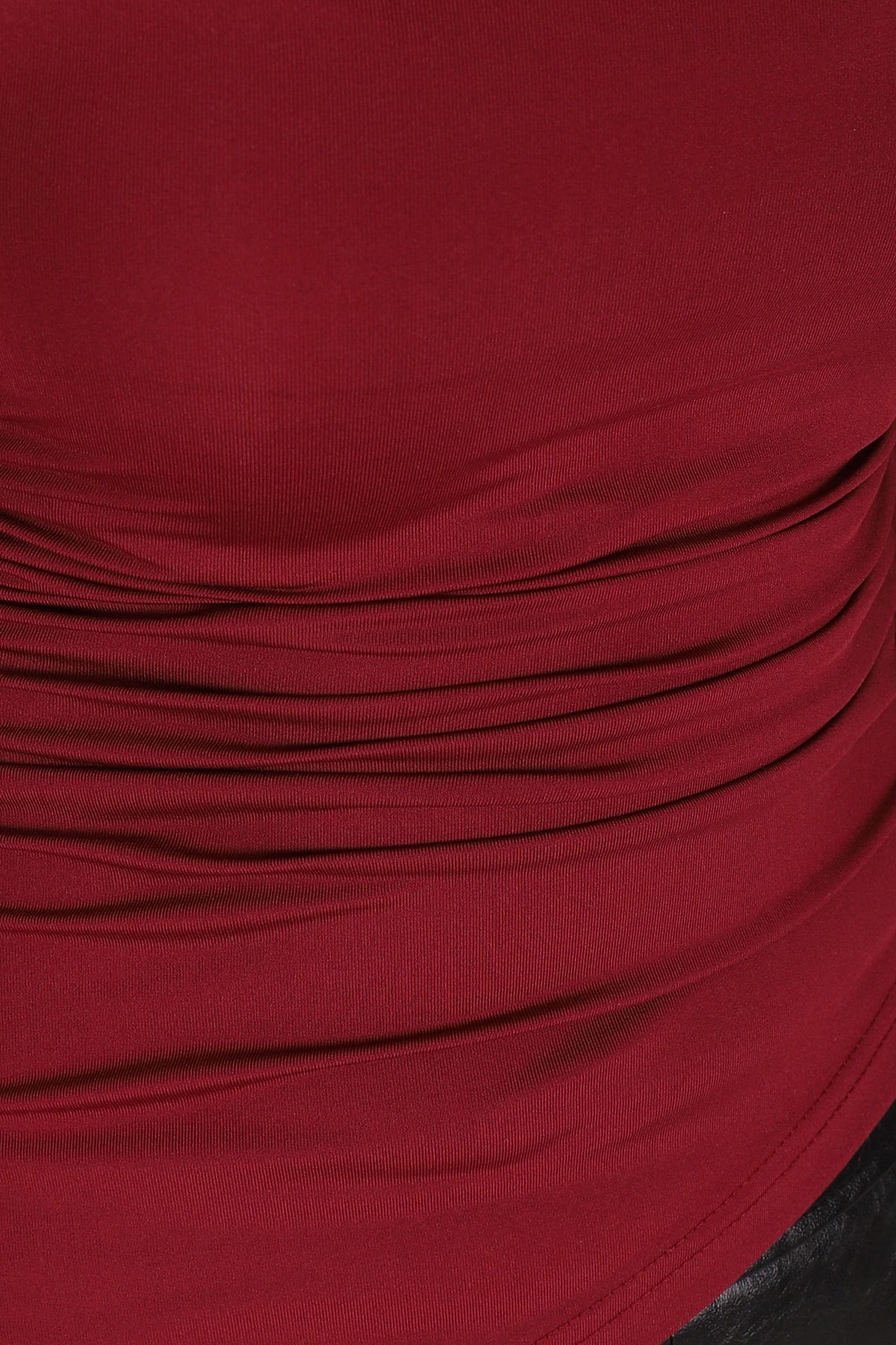 Kadın Bordo Yanları Büzgülü Uzun Kol Asimetrik Bluz ARM-26K042005